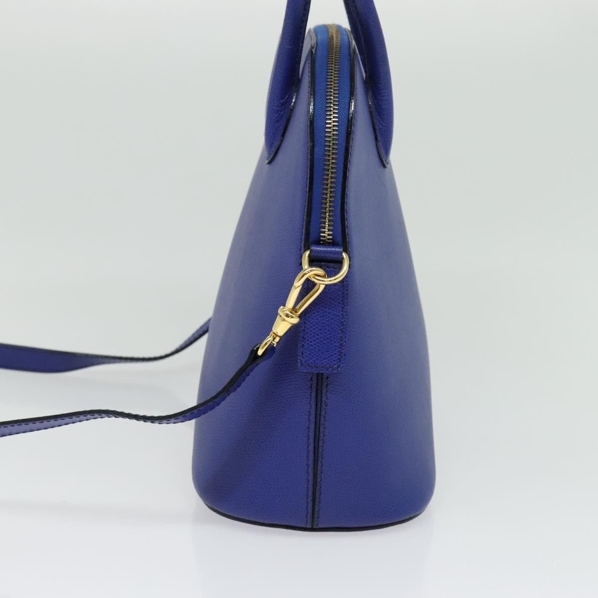 CELINE Hand Bag Leather Blue Gold