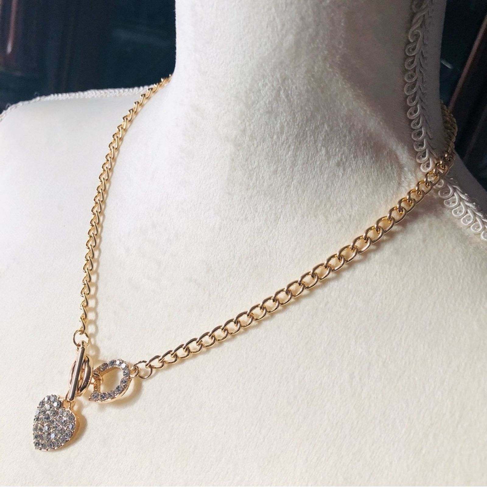 Jewelry Sparkle clear rhinestone heart slider chain necklace Size ONE SIZE - 14 Thumbnail