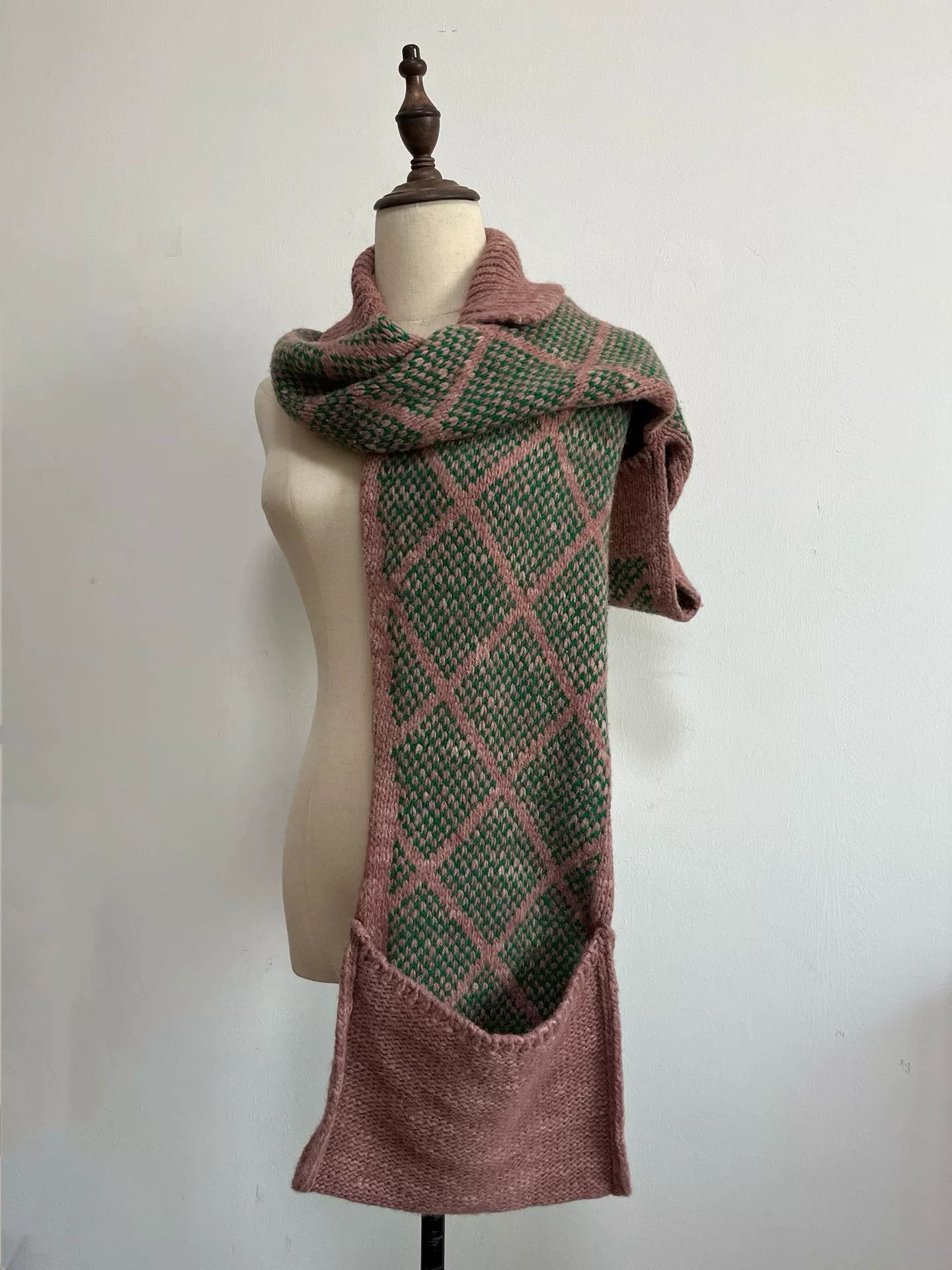 Dries Van Noten Dries Van Noten Pink Green Argyle Scarf Size ONE SIZE - 1 Thumbnail