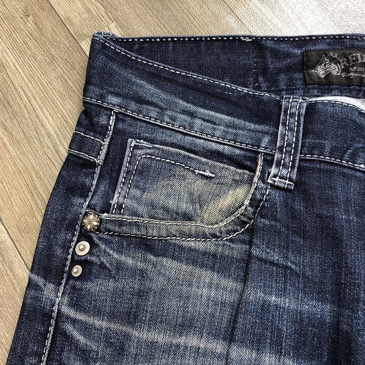 If Six Was Nine × Le Grande Bleu (L.G.B.) × Tornado Mart Y2K Red Pepper Distressed Embroidered Faded Denim Pants Size US 33 - 17 Thumbnail