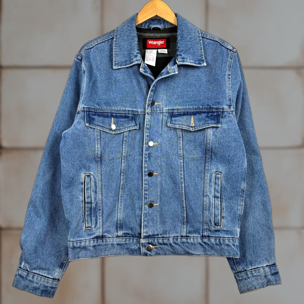 Wrangler VINTAGE Wrangler Hero Mens Small Denim Jacket Trucker Workwear Lined Blanket Knit 90s Blue Wool? Size US S / EU 44-46 / 1 - 1 Thumbnail