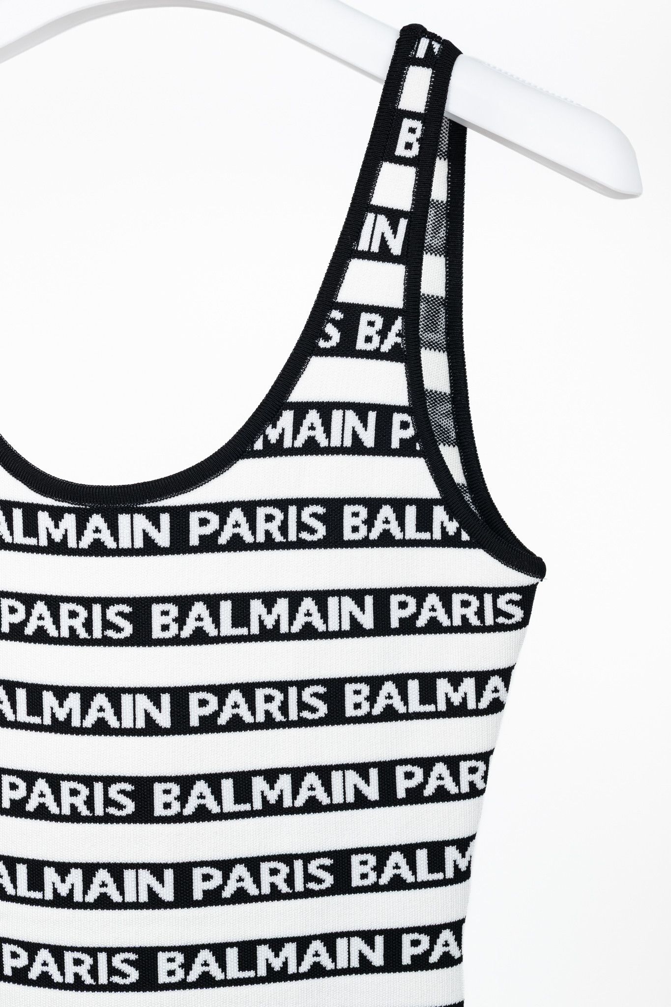 Balmain Balmain Black & White Knit All-Over Logo-Stripe Bodysuit Size M / US 6-8 / IT 42-44 - 5 Thumbnail