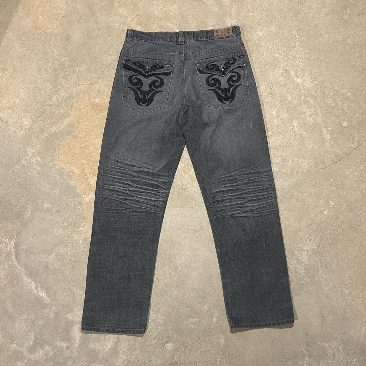 Affliction × Southpole × Vintage Crazy Vintage Y2K Embroidered Baggy Faded Jeans Cyber Size US 35 - 1 Thumbnail