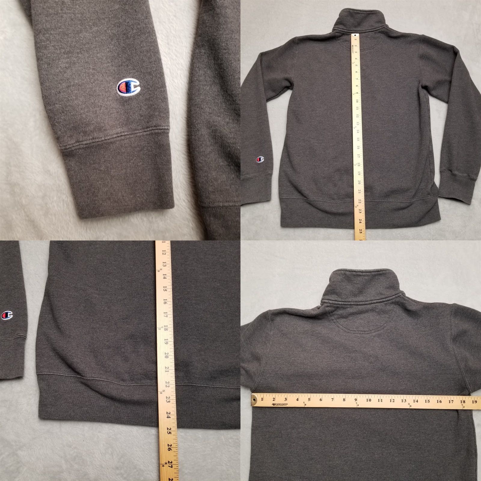 Champion VINTAGE Champion Sweater Mens Small Gray Quarter Zip Cotton Blend Pullover RCBC Logo Size US S / EU 44-46 / 1 - 8 Thumbnail