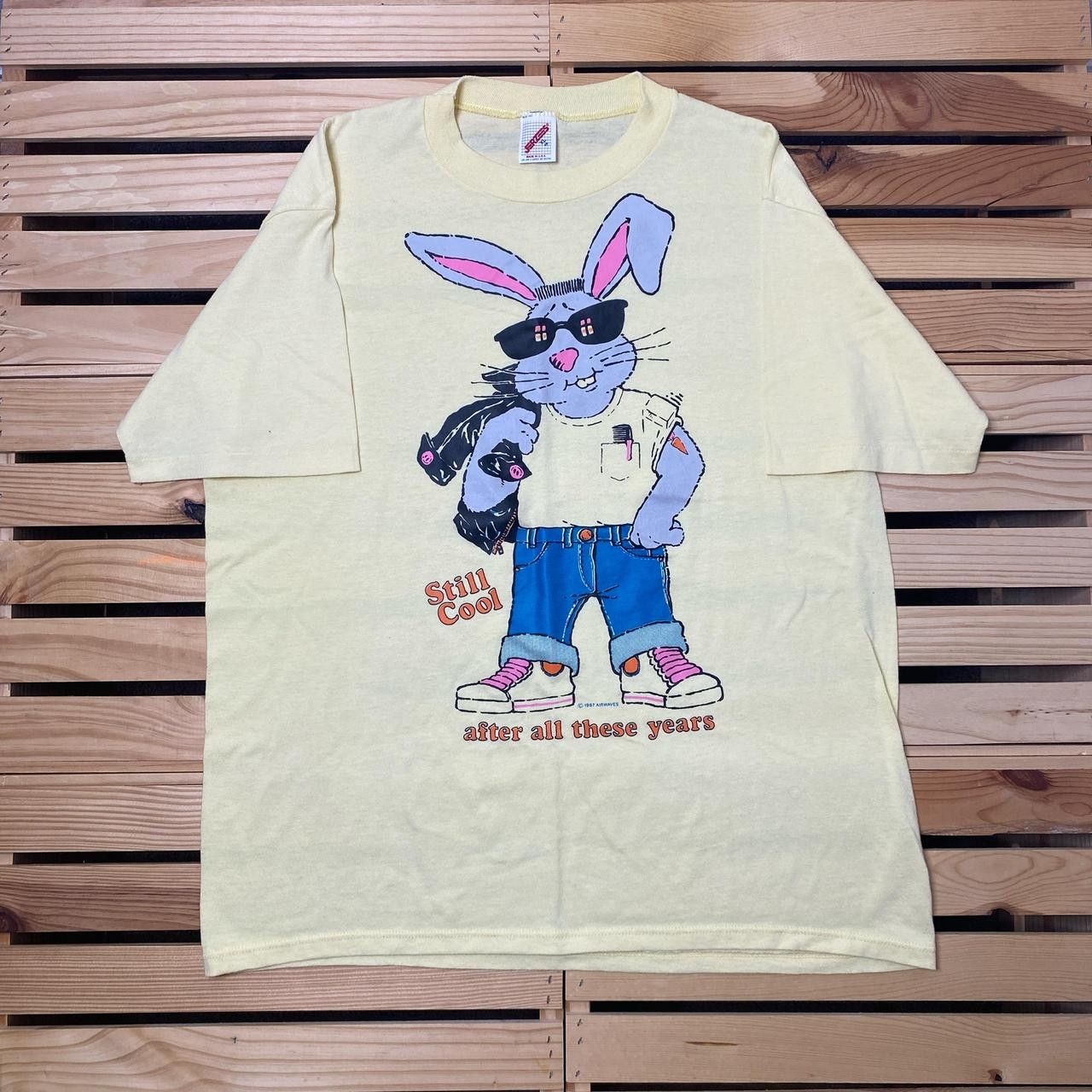 Jerzees True Vintage Cartoon Rabbit 1987 Yellow Nature Tee Size XL Size US XL / EU 56 / 4 - 1 Thumbnail