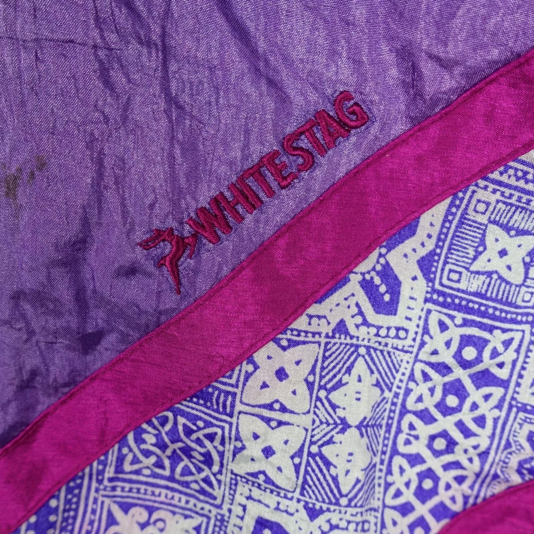 Vintage VINTAGE White Stag Jacket Womens XL Purple Geometric Windbreaker 90s Nylon Full Zip Pockets Size XL / US 12-14 / IT 48-50 - 2 Thumbnail