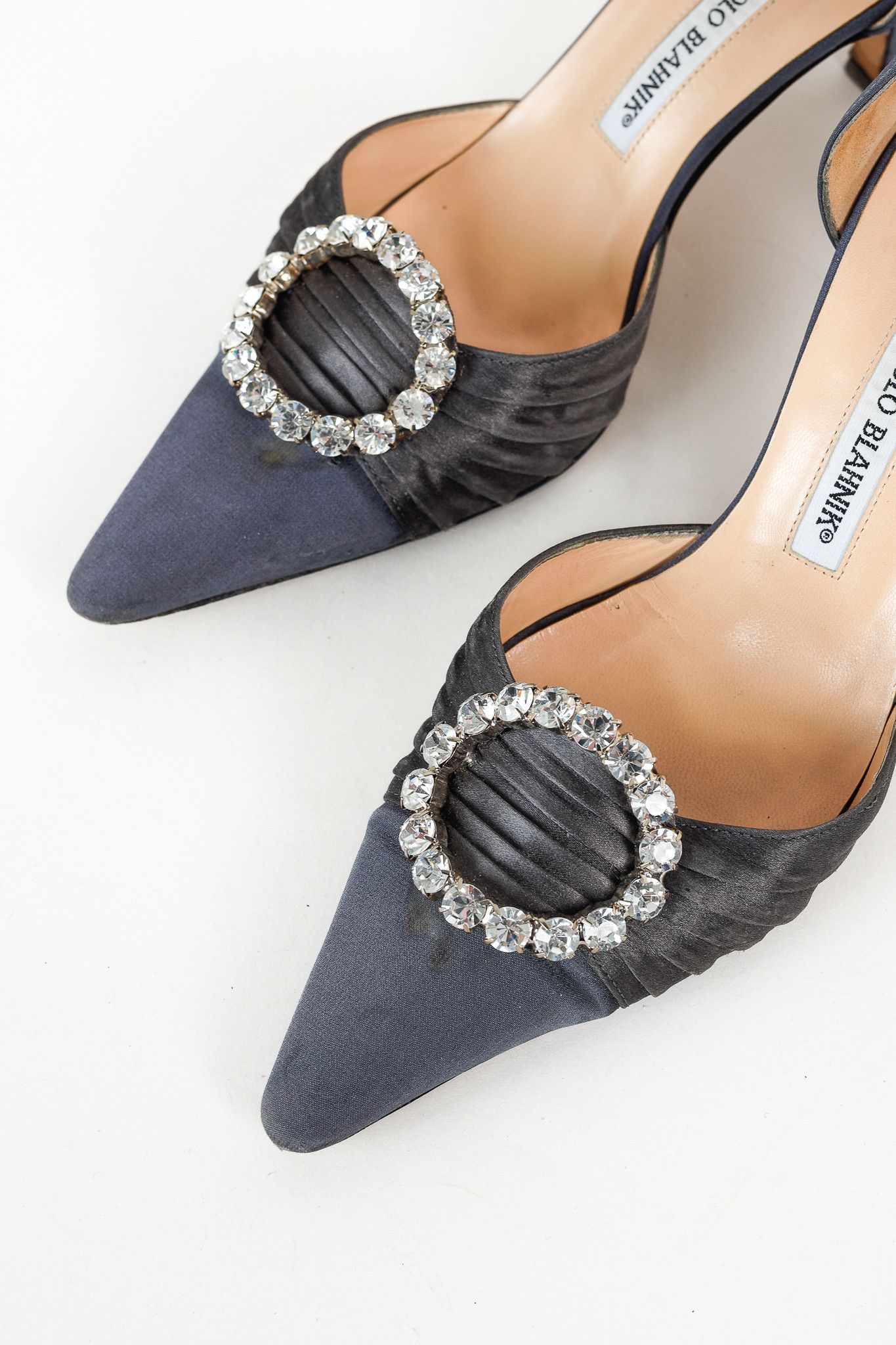 Manolo Blahnik Manolo Blahnik Sedara Satin Crystal-Embellished Pumps Size US 7.5 / IT 37.5 - 6 Thumbnail