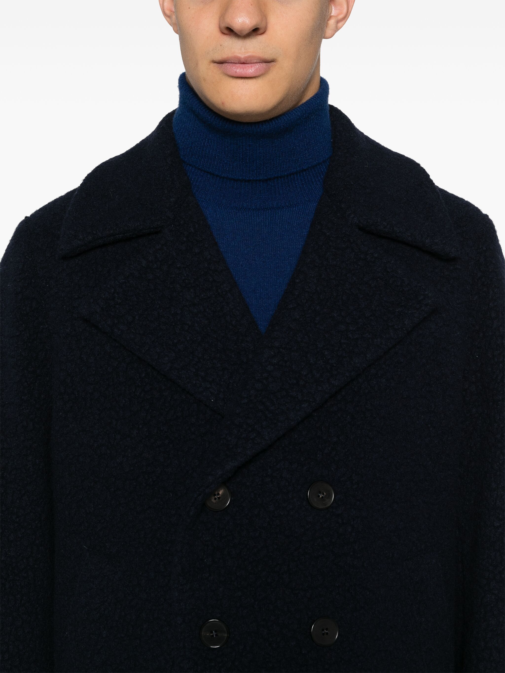 Harris Wharf London o1s22i1n1024 Double-Breasted Boucl Coat in Navy Blue Size US S / EU 44-46 / 1 - 5 Thumbnail