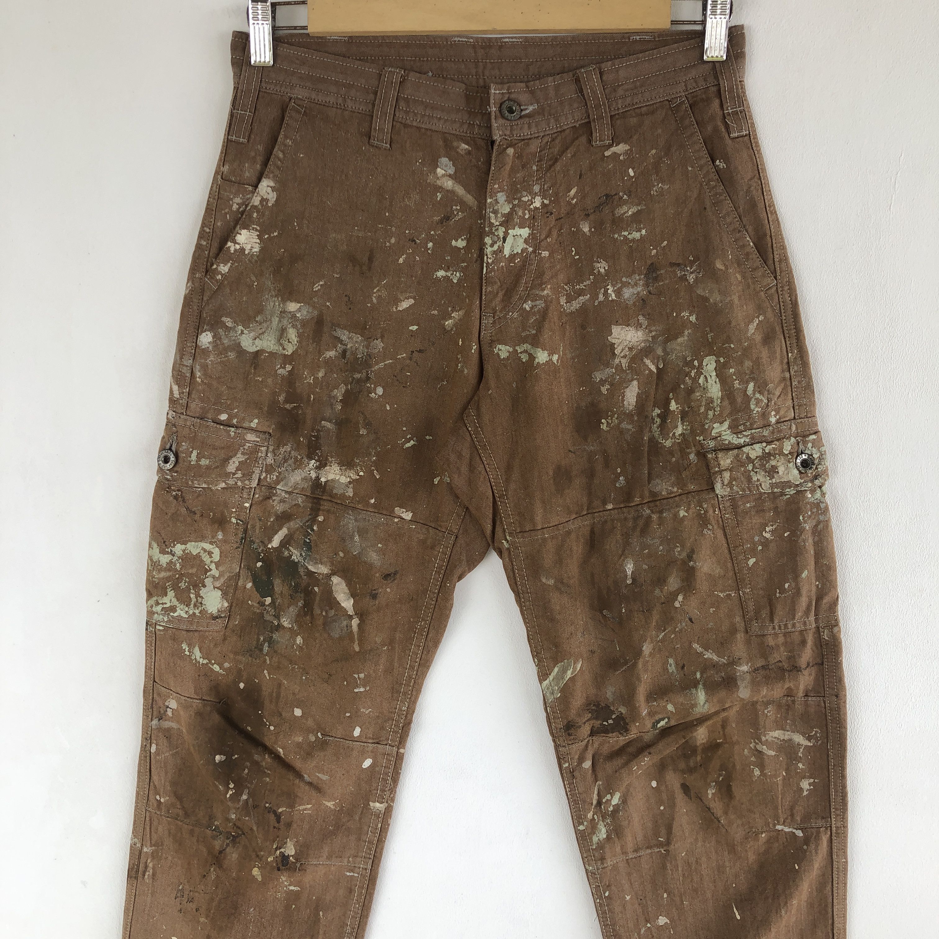 Japanese Brand Japanese Cargo Pants Paint Splatter Multi Pocket Trousers Size 28" / US 6 / IT 42 - 3 Thumbnail
