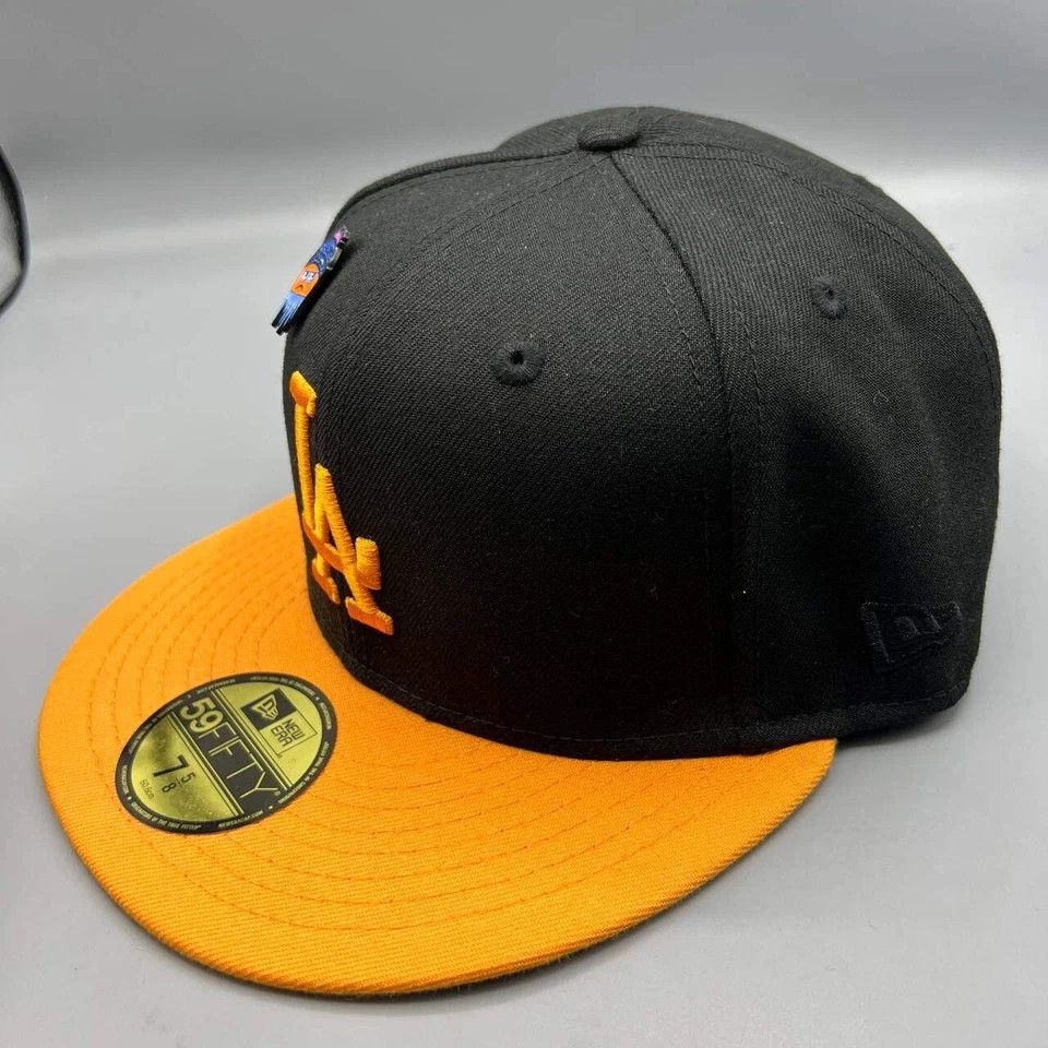 New Era Los Angeles LA Dodgers Hat Men 7 5/8 Frozen Orange Fitted Size ONE SIZE - 4 Thumbnail