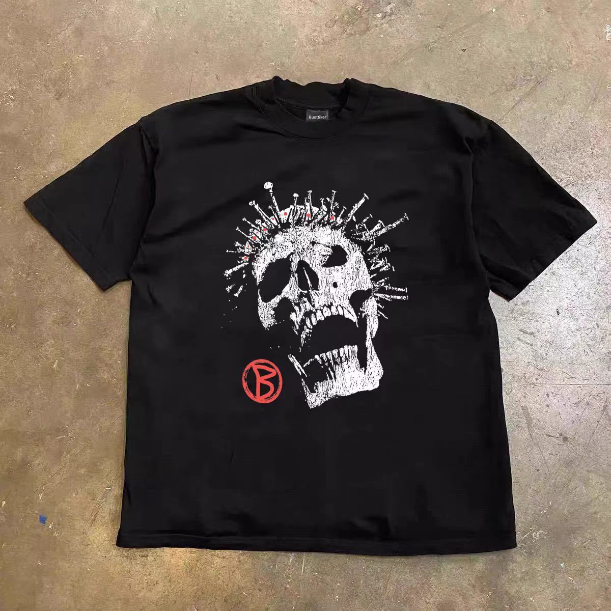 Vintage Black Washed Vintage Skull-Print T-Shirt Size US M / EU 48-50 / 2 - 1 Thumbnail