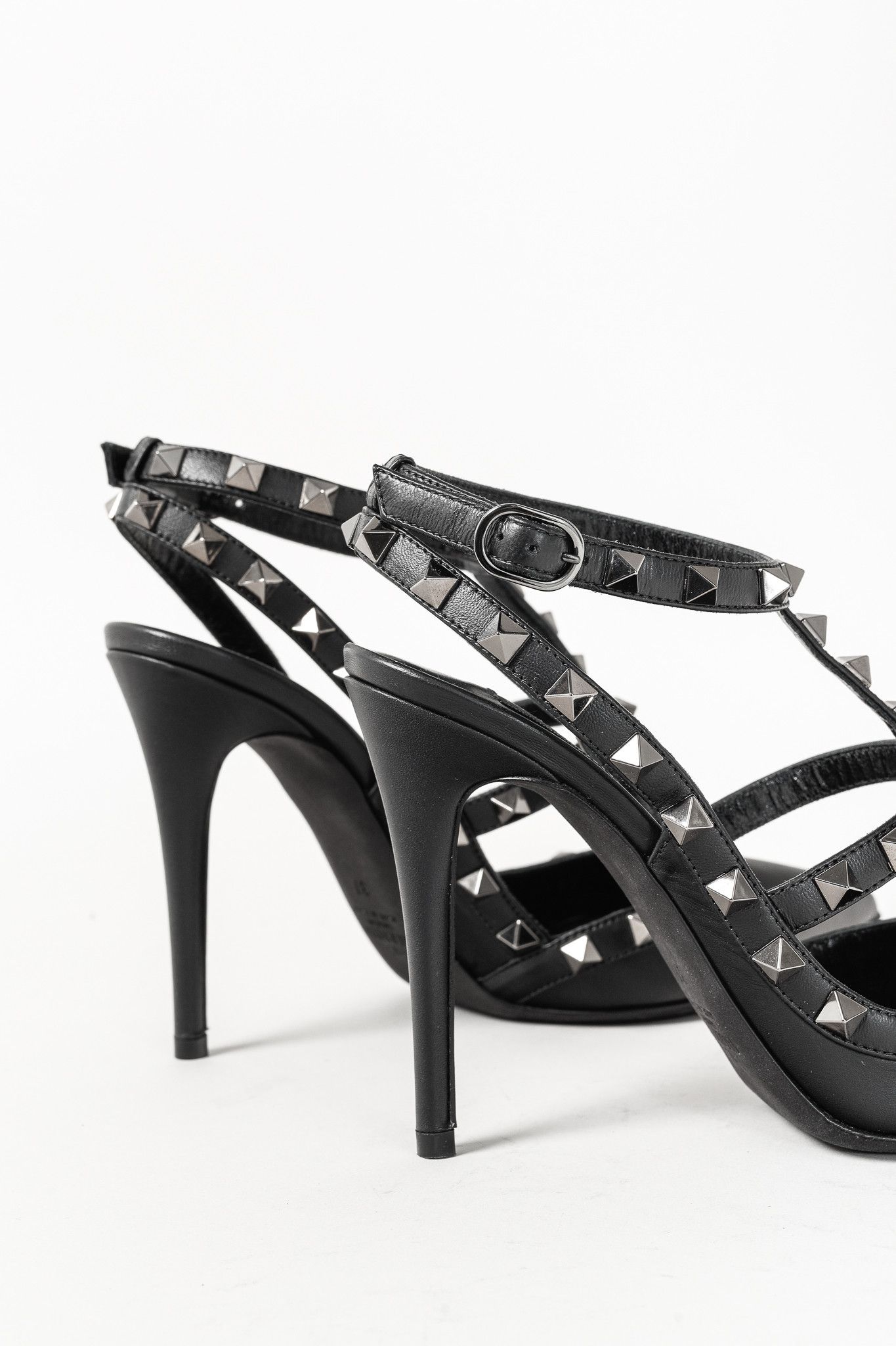 Valentino Valentino Garavani Rockstud Noir Leather Ankle Strap Pumps Size US 6.5 / IT 36.5 - 8 Thumbnail