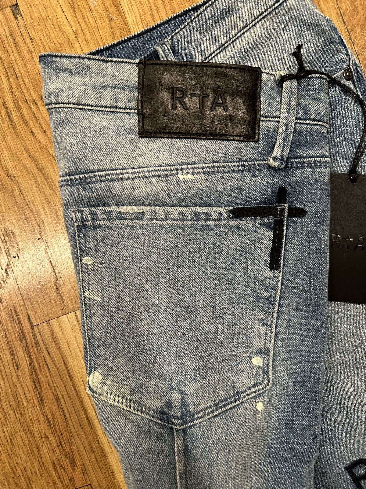 Rta Rta Small Spell White Splatter Blue Denim Jeans Size 33 NEW Size US 33 - 4 Thumbnail