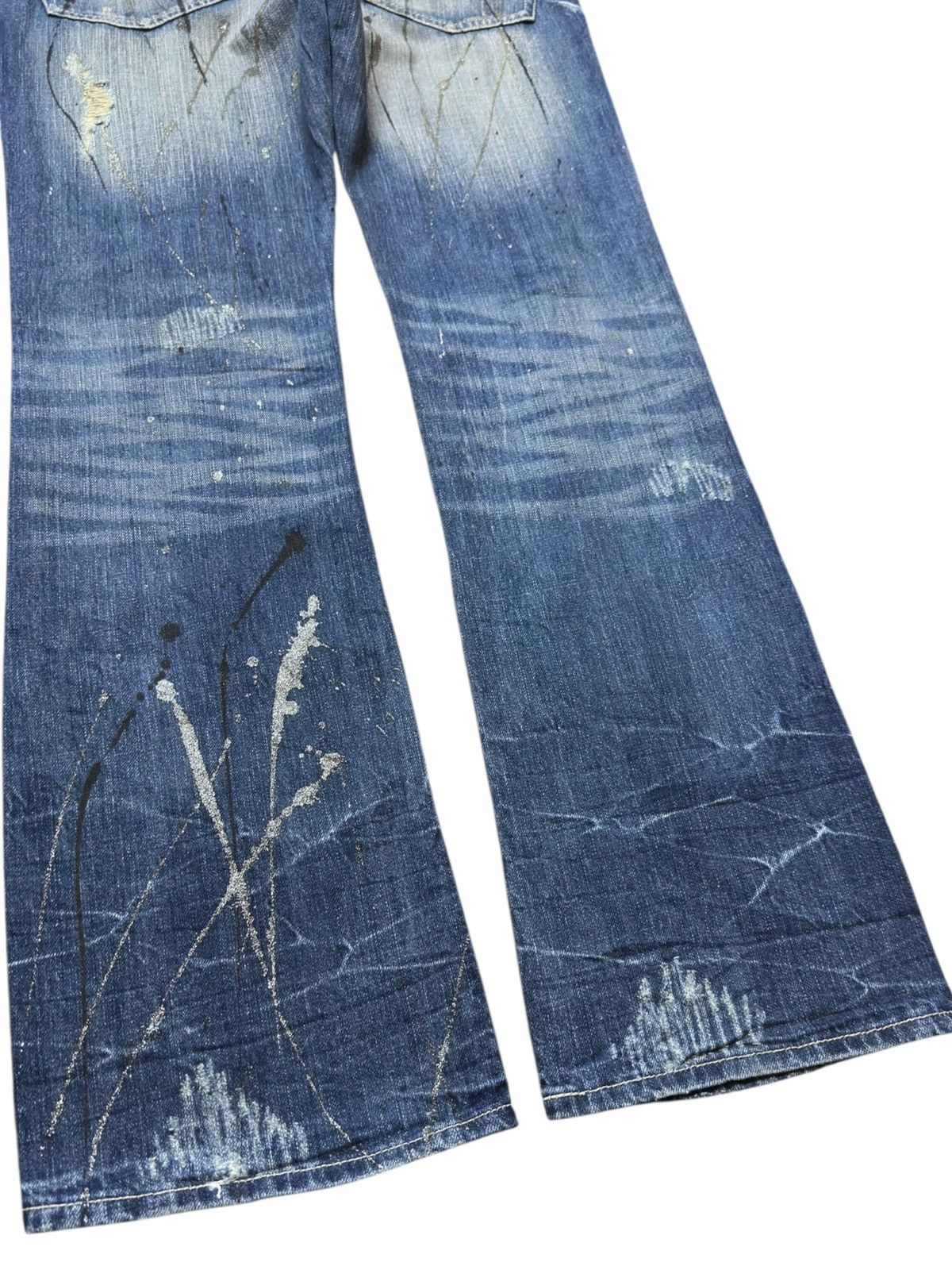 If Six Was Nine Vintage Japanese Brand Flare Paint Splatter Denim Size US 34 / EU 50 - 6 Thumbnail