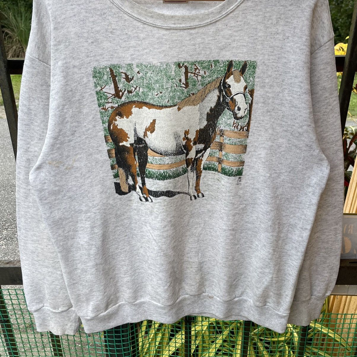 Delta × Vintage 🔥Vintage 90s Delta Image Of Big Horse Pony Sweatshirts Size US M / EU 48-50 / 2 - 5 Thumbnail