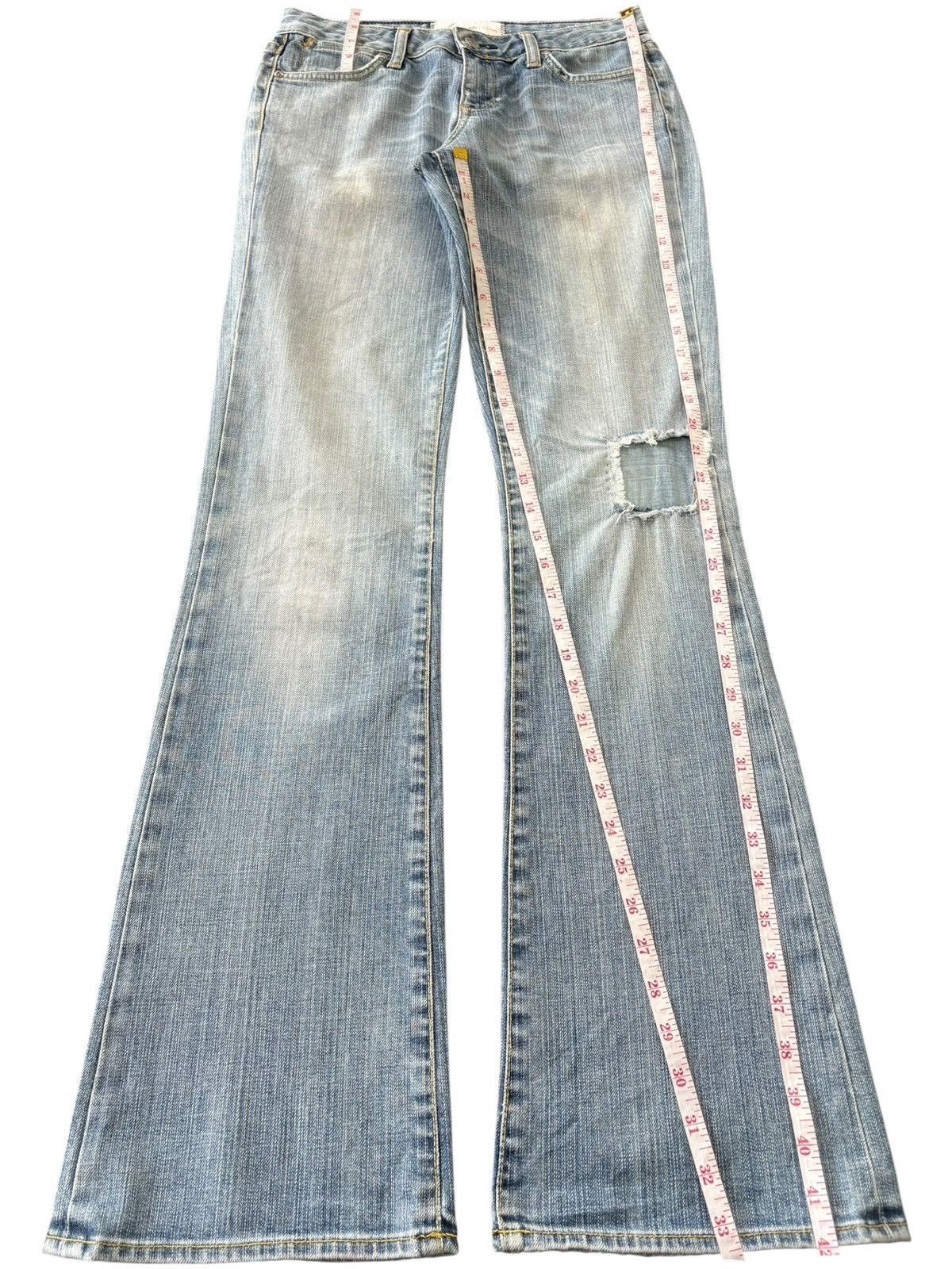 Paper Denim & Cloth Vintage Paper Denim Faded Wash Patched Flare Jeans Size 28" / US 6 / IT 42 - 8 Thumbnail