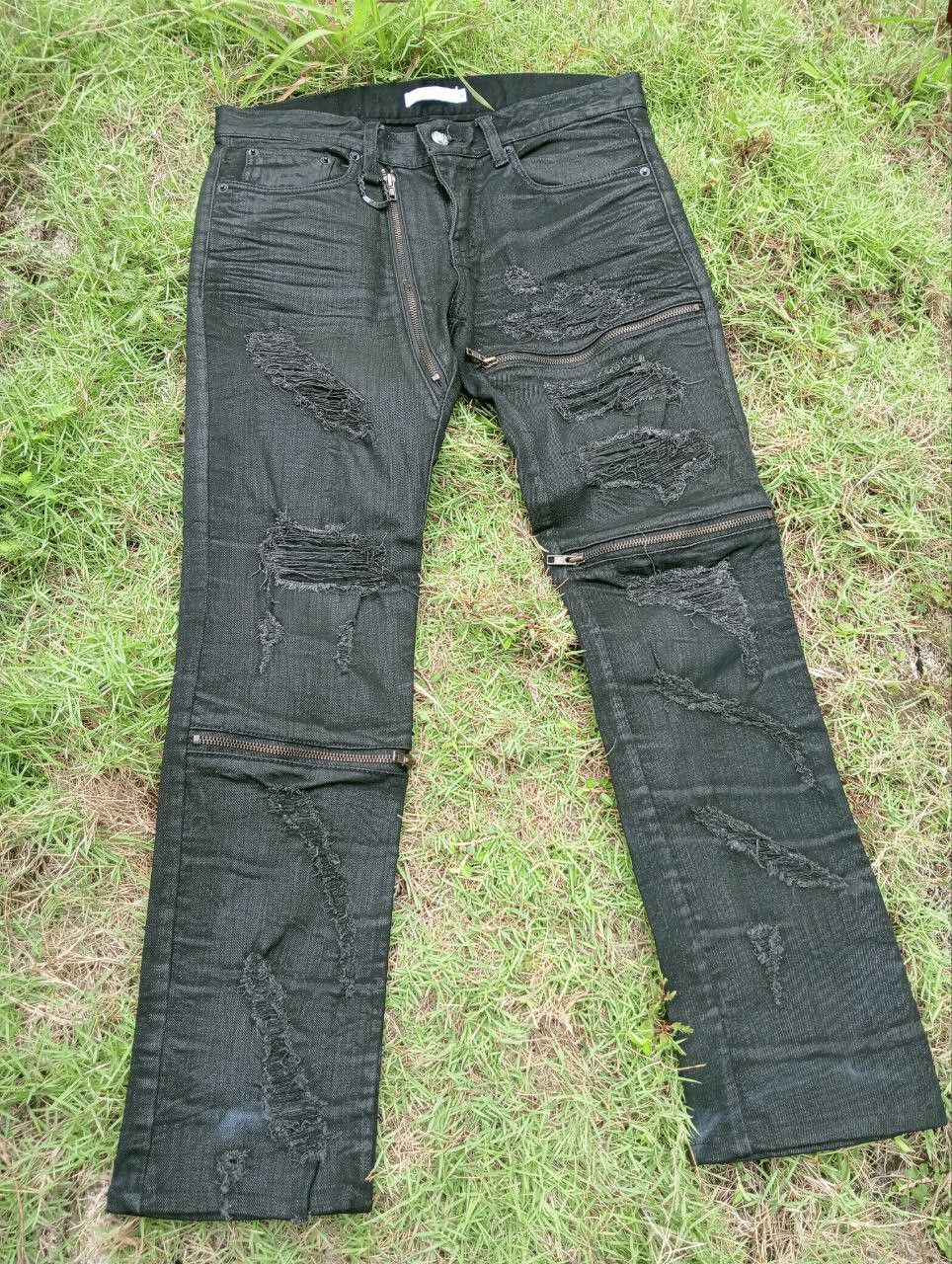 Japanese Brand JAPANESE MIDAS ZIPPER DISTRESSED LOOK STRETCH JEANS Size US 32 / EU 48 - 4 Thumbnail
