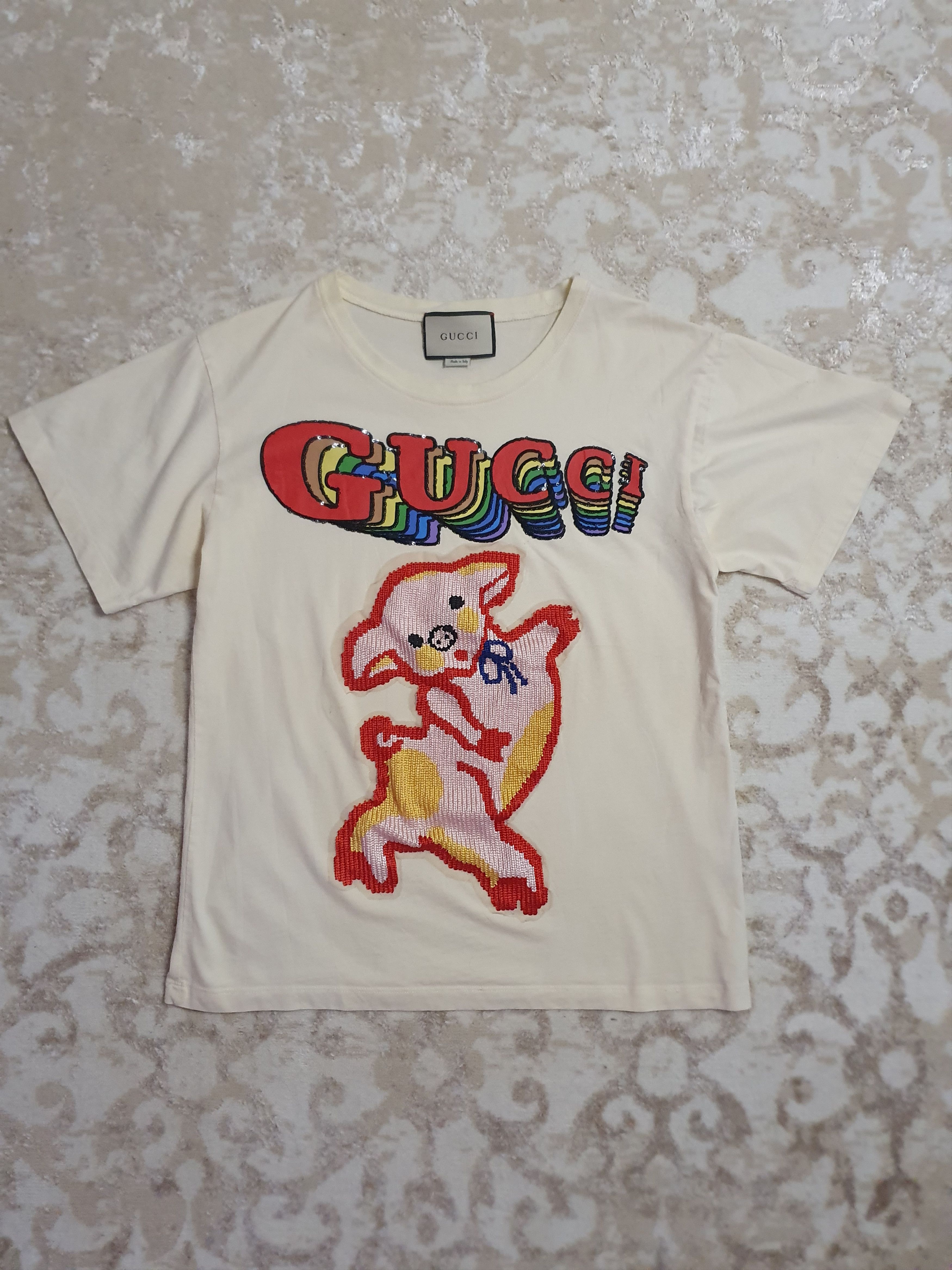 Gucci Gucci logo pig Women's Tshirt Size L / US 10 / IT 46 - 1 Thumbnail
