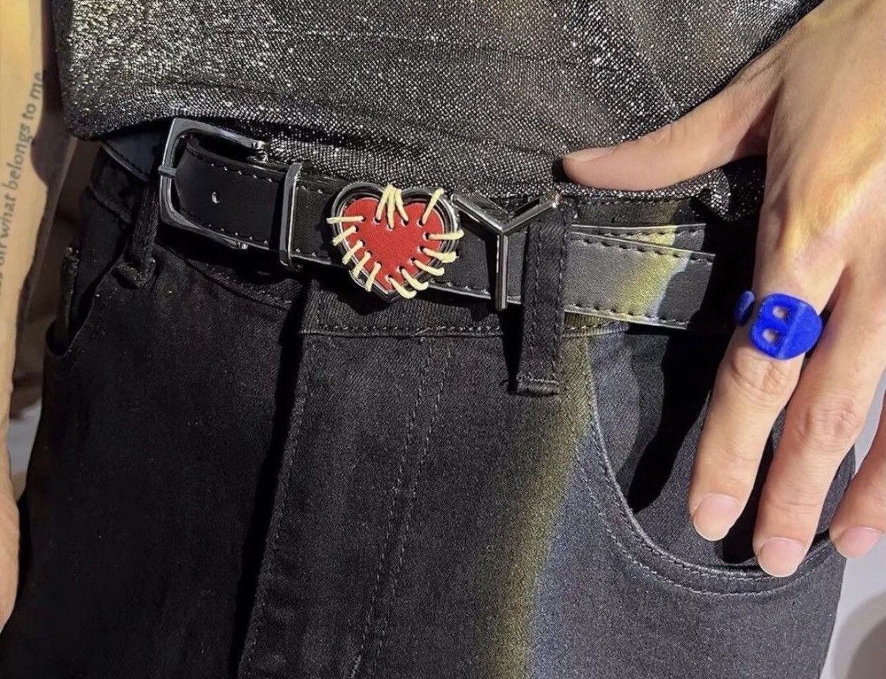 Japanese Brand × Vintage Retro black I LOVE YOU heart pu leather belt Size ONE SIZE - 1 Thumbnail