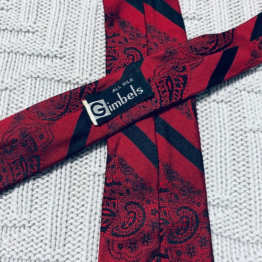 Vintage Vintage Gimbels red paisley silk skinny tie Size ONE SIZE - 3 Thumbnail