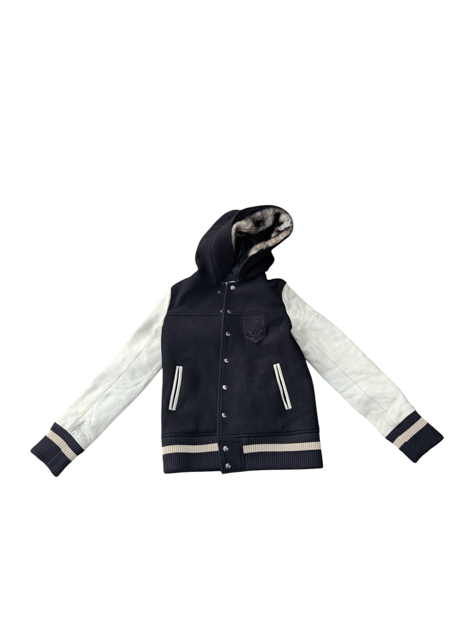 Japanese Brand 2011A/W Sise Varsity Leather Sleeve Crest Logo Jacket Size US M / EU 48-50 / 2 - 1 Thumbnail