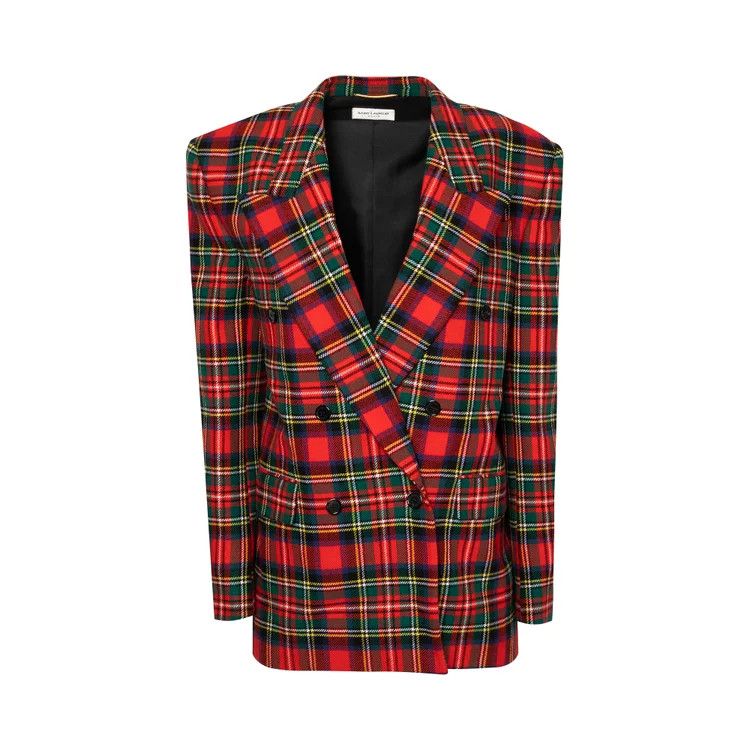 Saint Laurent Paris o1s1wg111024 Oversized Jacket in Tartan Wool in Multicolor Size S / US 4 / IT 40 - 1 Thumbnail