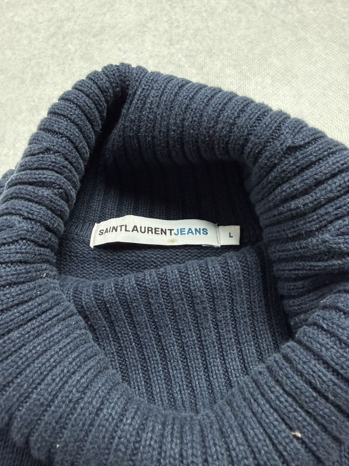 Saint Laurent Paris Men’s Yves Saint Lauren Turtleneck Heavy Blue Sweater Size Size US L / EU 52-54 / 3 - 5 Thumbnail
