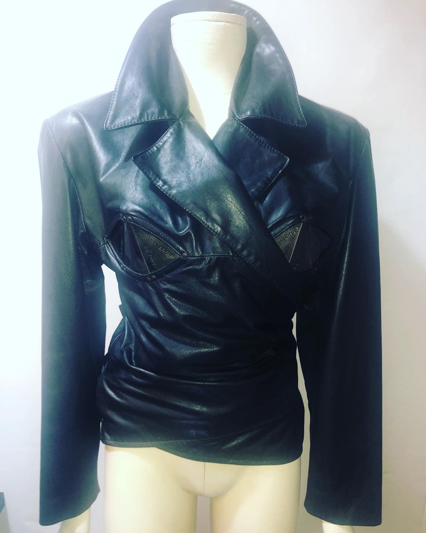 Calugi e Gianelli Metallic bra Bondage Leather Jacket Size L / US 10 / IT 46 - 21 Thumbnail