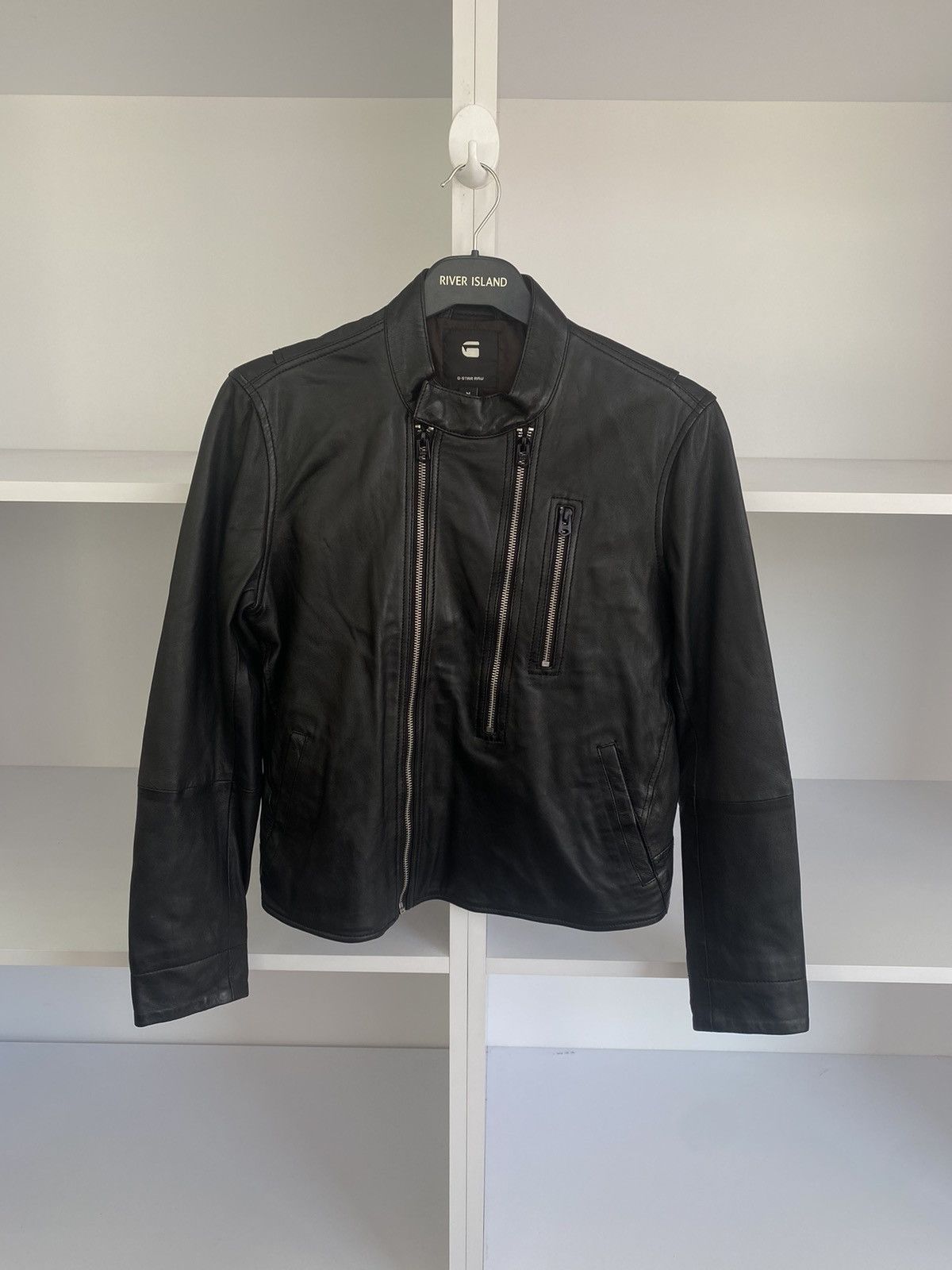G-Star × Vintage Vintage G Star Raw Leather Hybrid Slim Biker wmns jacket Size M / US 6-8 / IT 42-44 - 2 Thumbnail