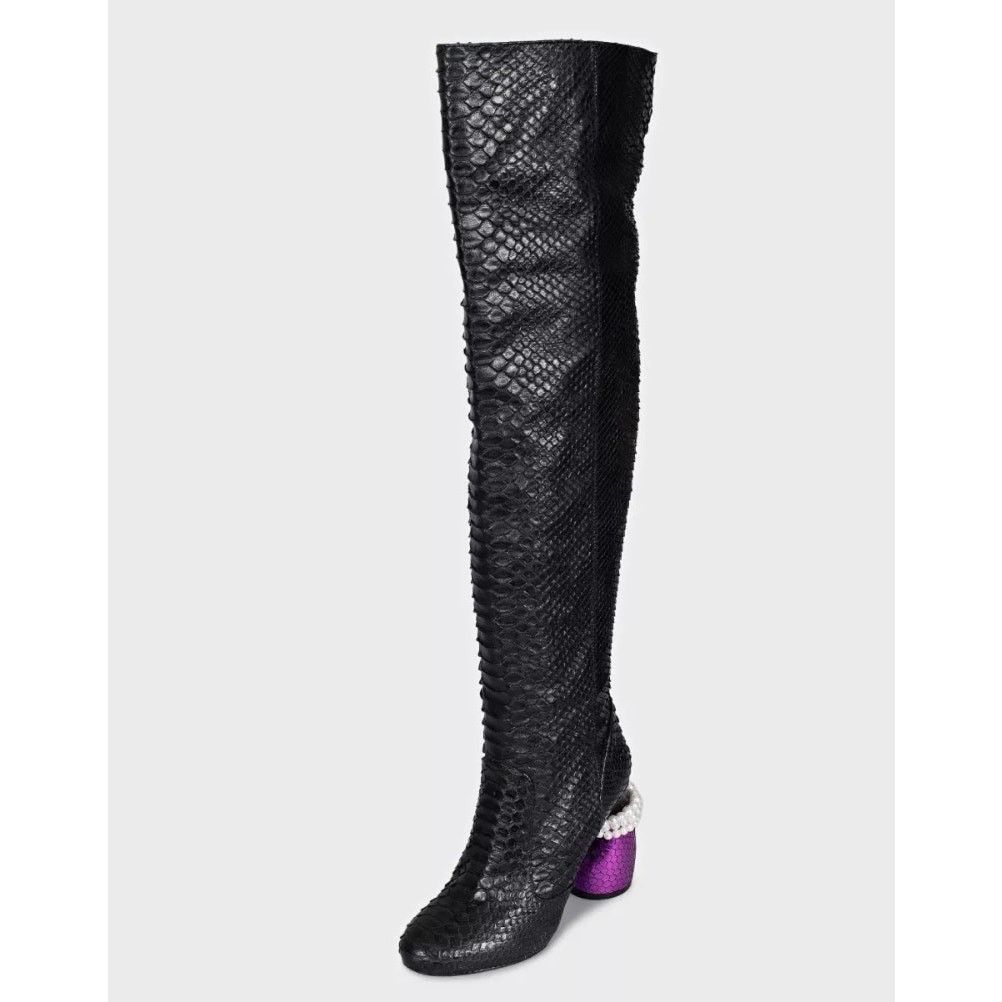 Dries Van Noten Dries Van Noten Snakeskin Over Knee Boots - EU 38 Size US 8 / IT 38 - 3 Thumbnail