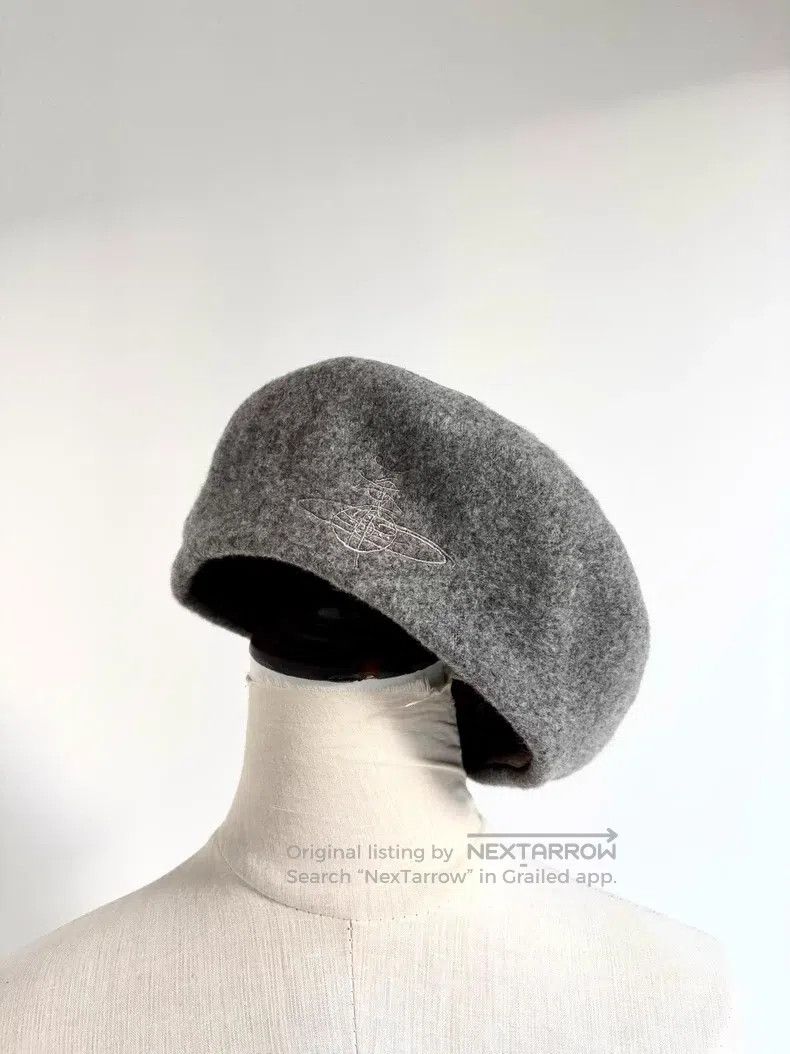Vivienne Westwood Vivienne Westwood Big Saturn Embroidered Grey Beret Size ONE SIZE - 3 Thumbnail