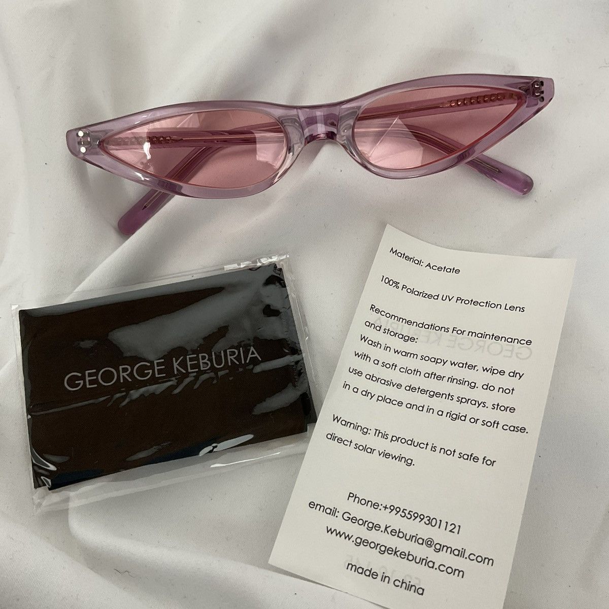 Keburia George Keburia Pink Micro Cat-Eye Sunglasses Size ONE SIZE - 4 Thumbnail