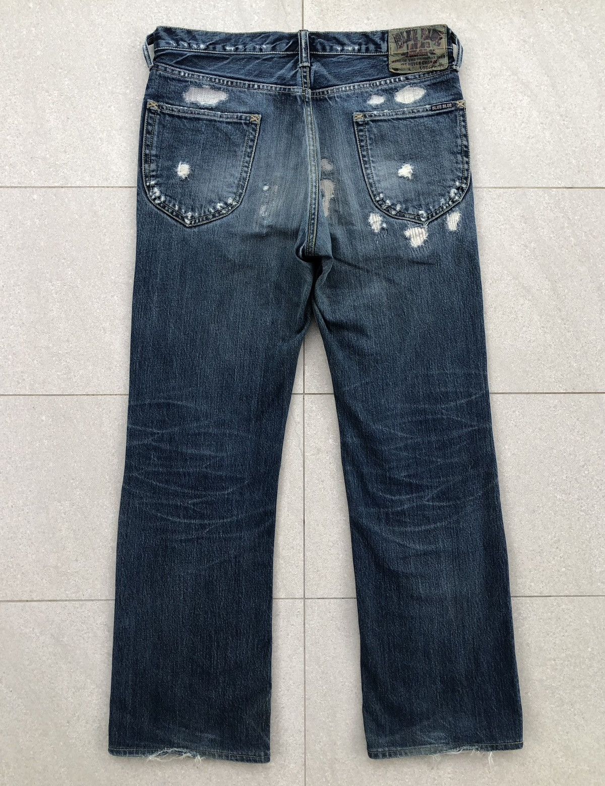 Blue Blue Japan Vintage blue blue japan denim Distressed Jeans Size US 33 - 7 Thumbnail