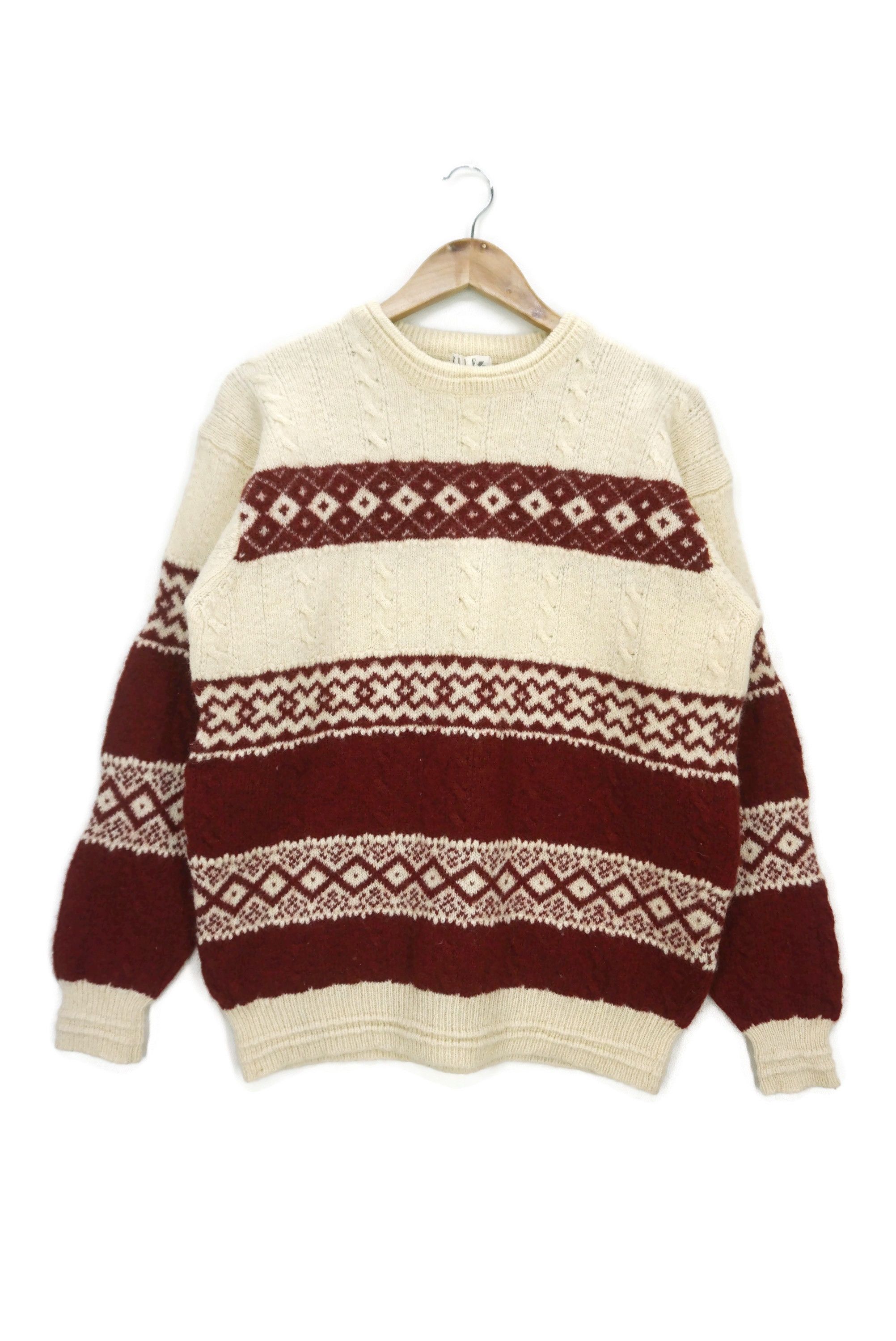 Japanese Brand Vintage ELLE Homme Isle Wool Crewneck Cable Knit Pullover Size US S / EU 44-46 / 1 - 1 Thumbnail