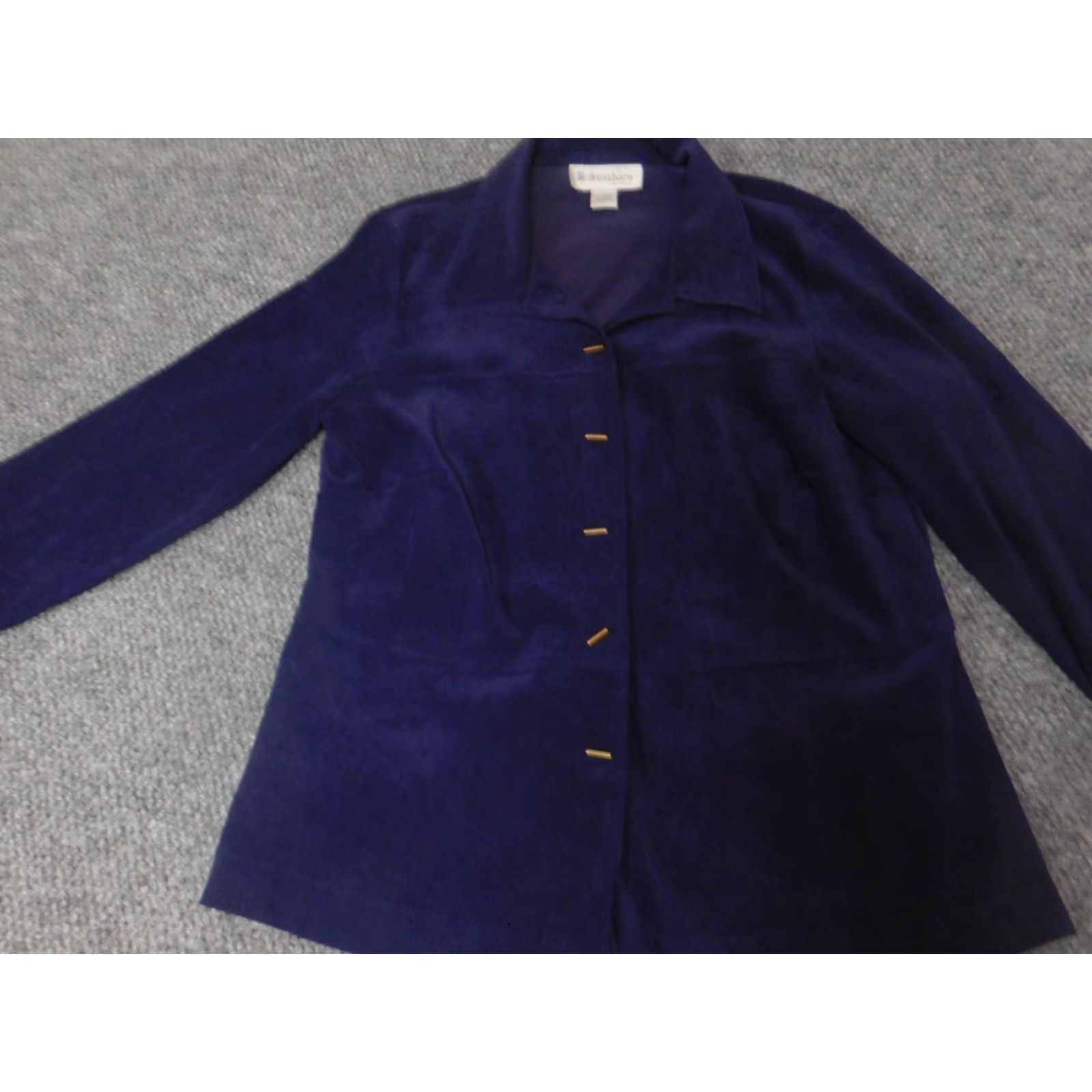 Vintage Dressbarn Womens Jacket 14W Purple Solid Knit Embroidered Button Collared Mid-Length Polyester Lining Plus Size Casual Fall Spring Size XL / US 12-14 / IT 48-50 - 5 Thumbnail