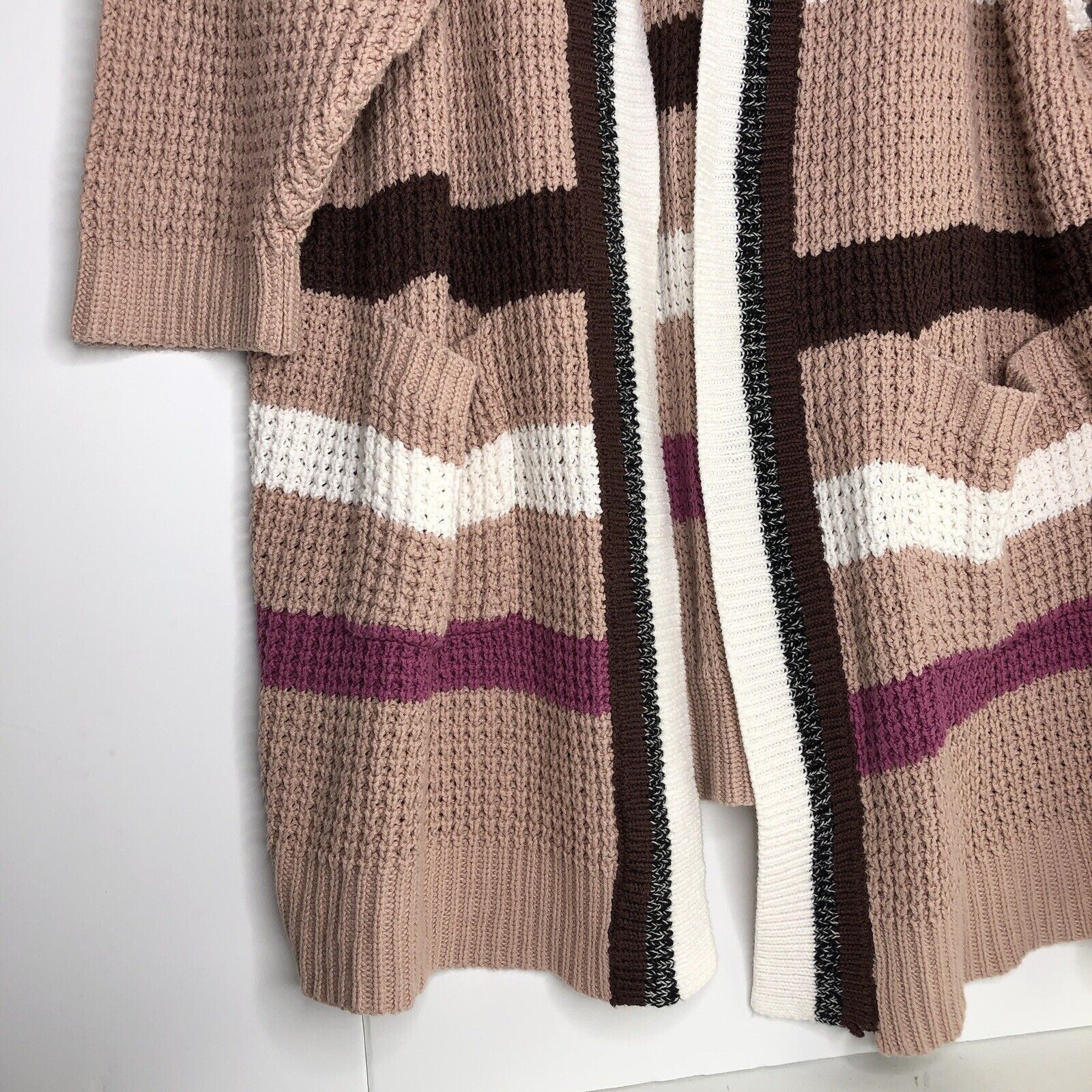 Torrid Torrid Striped Open Front Pocket Cardigan Sz 5X Pink Brown Size ONE SIZE - 3 Thumbnail