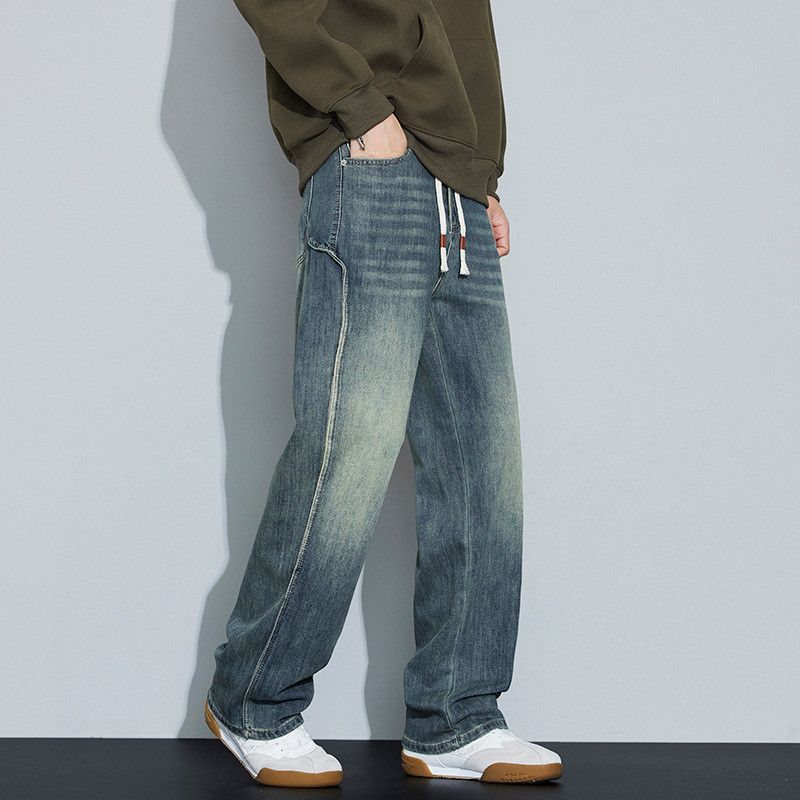 Jean American street men's drawstring loose patchwork jeans Size US 32 / EU 48 - 4 Thumbnail