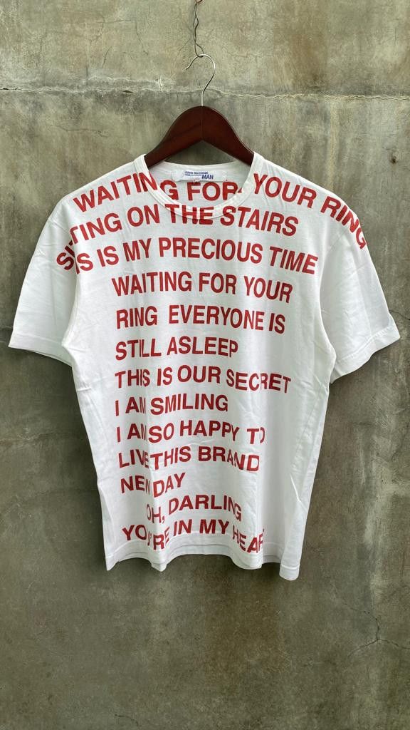 image of Junya Watanabe Ss02 "darling" Poem Tee in White, Men's (Size Small)