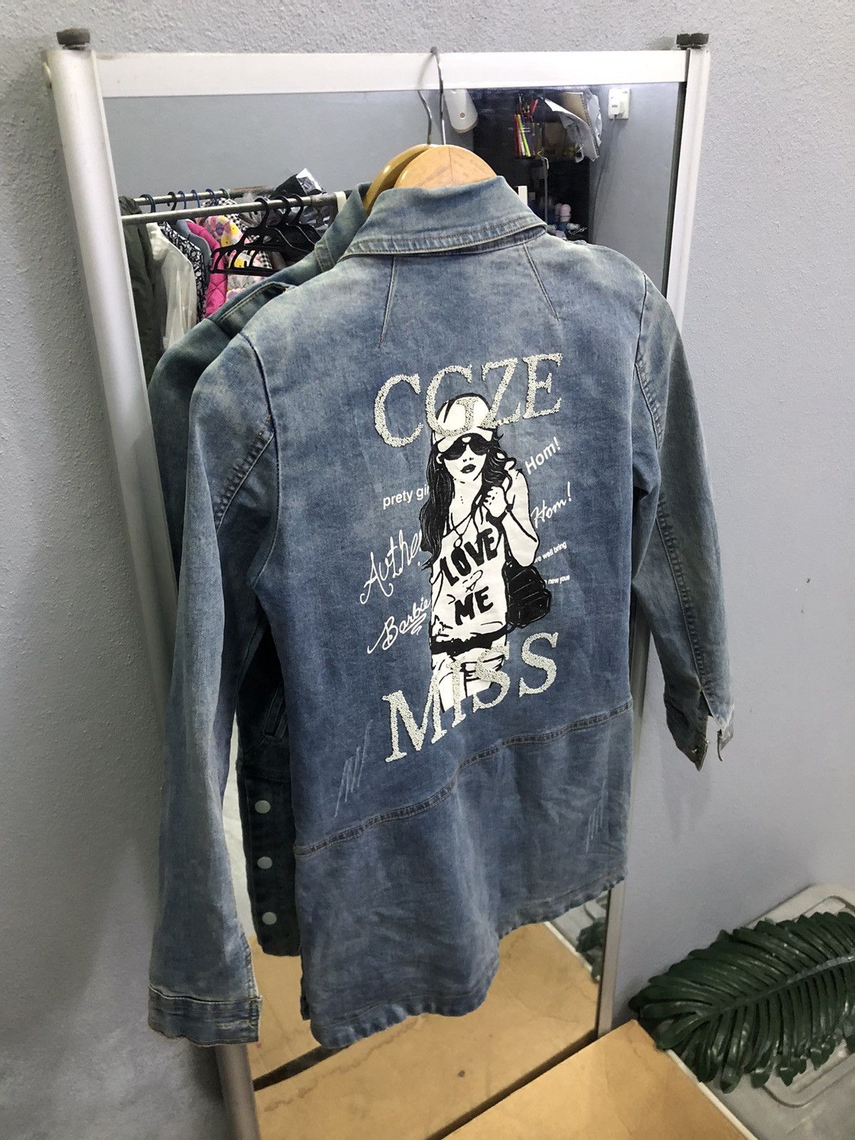 Japanese Brand Y2K Bobby Mall Rhinestone Denim Jacket Women Size XS / US 0-2 / IT 36-38 - 11 Thumbnail