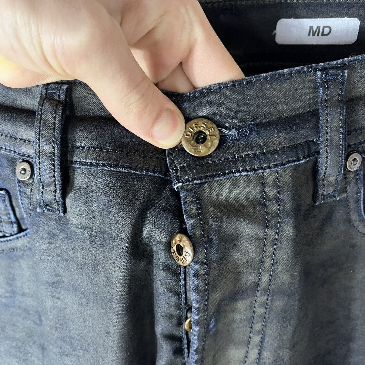 Diesel Vintage Diesel Tepphar Waxed Washed Denim Black Jeans Y2K Size US 31 - 4 Thumbnail