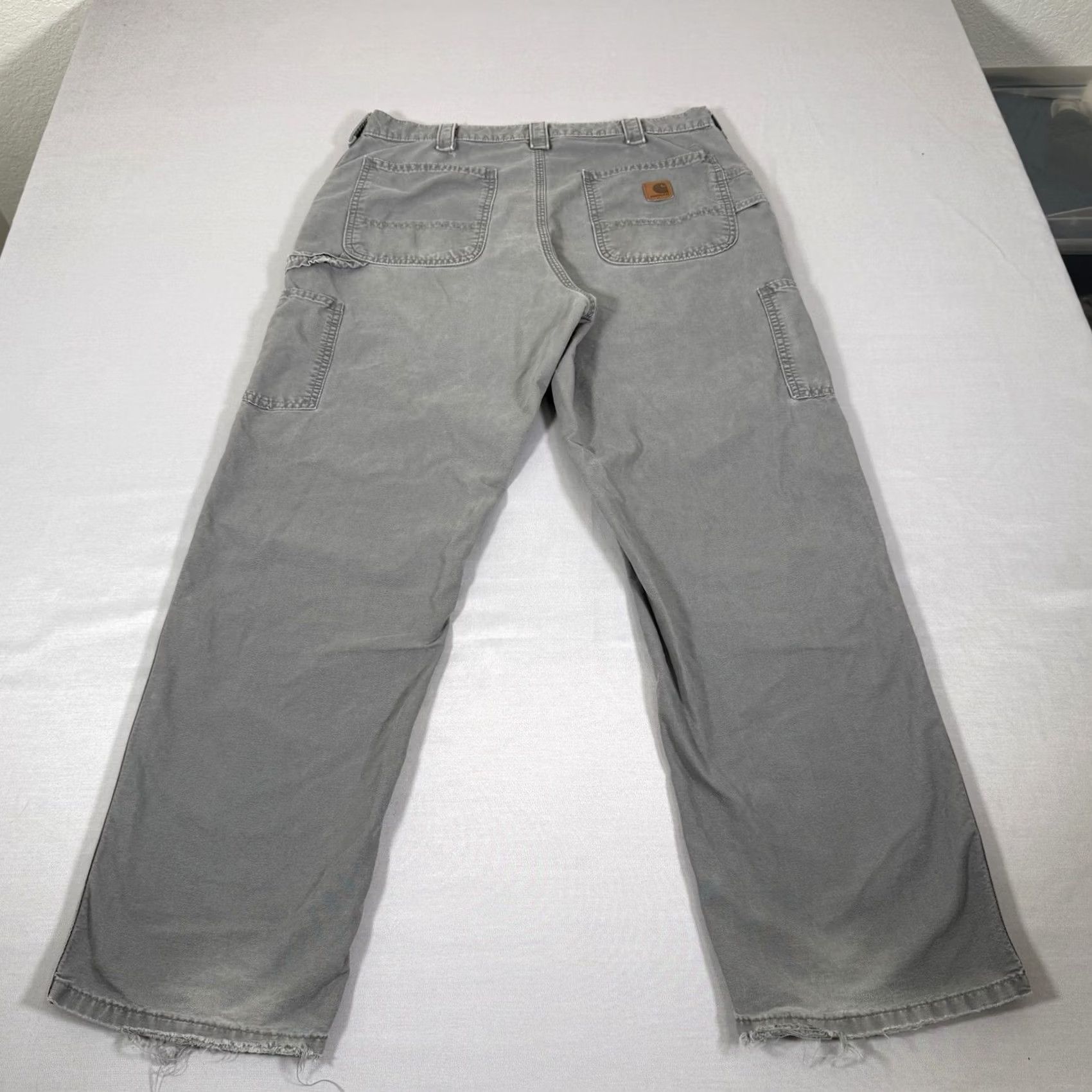Carhartt Carhartt Pants Mens 35x32 Gray Canvas Carpenter Baggy Loose Workwear B151 FAT Size US 35 - 4 Thumbnail