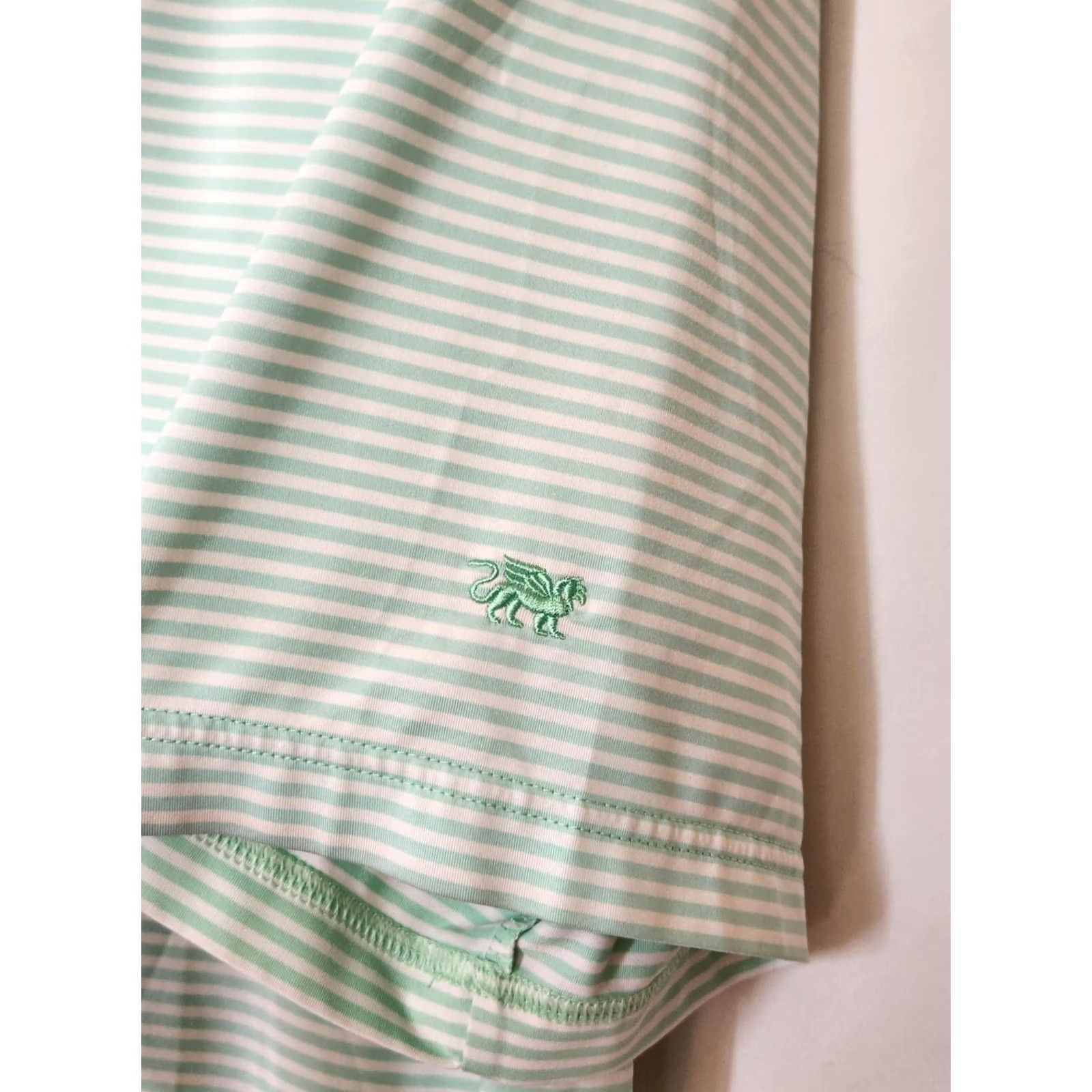 Footjoy FootJoy Mens L Golf Polo Shirt Short Sleeve Stretch Striped Green White Size US L / EU 52-54 / 3 - 4 Thumbnail