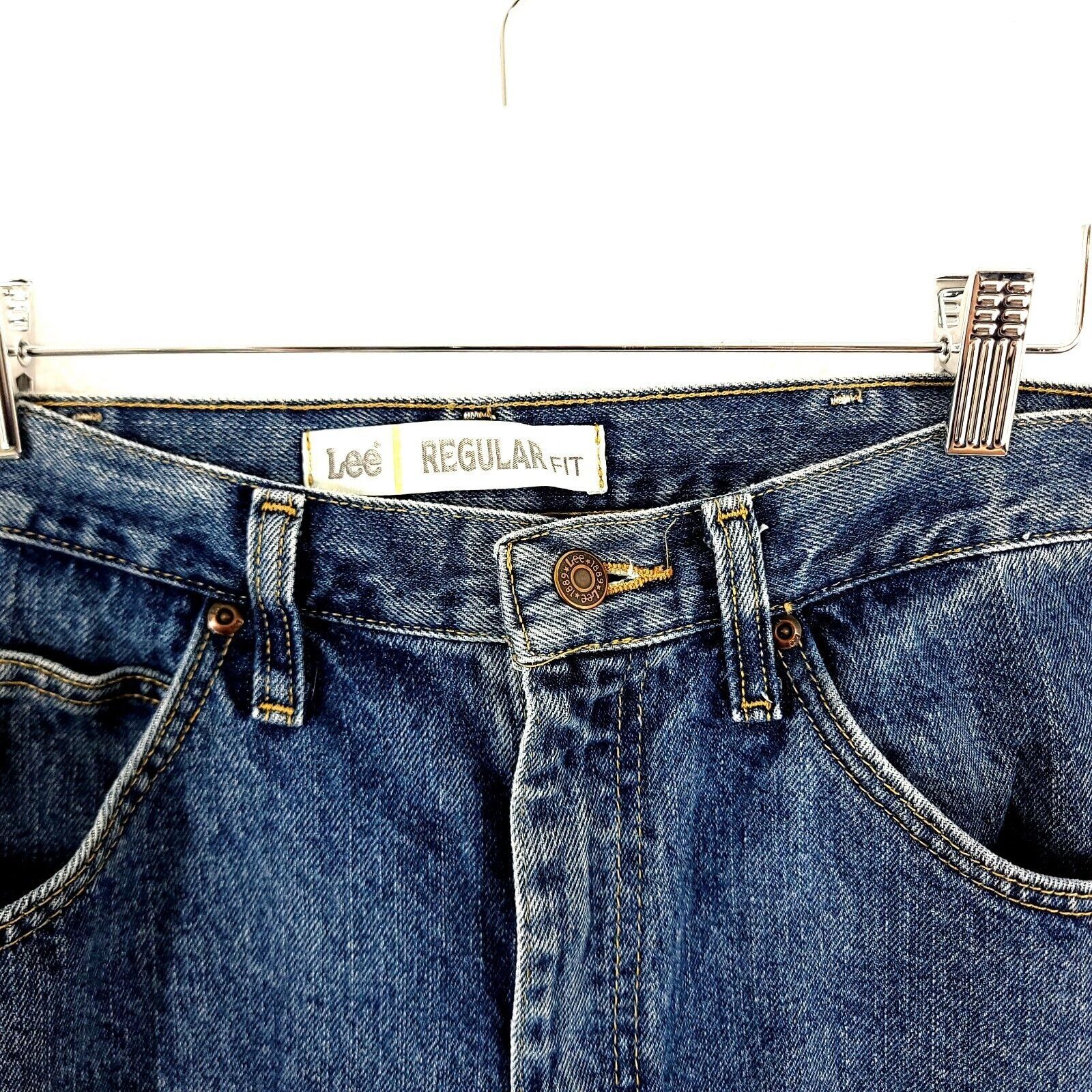 Lee Lee Regular Fit Blue Medium Wash Mid Rise Denim Jeans 36/32 Size US 36 / EU 52 - 3 Thumbnail