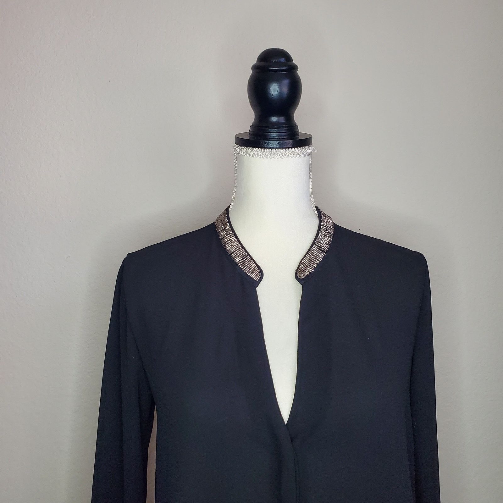 ASTR The Label ASTR Black Beaded Button Down Top Small Size S / US 4 / IT 40 - 5 Thumbnail