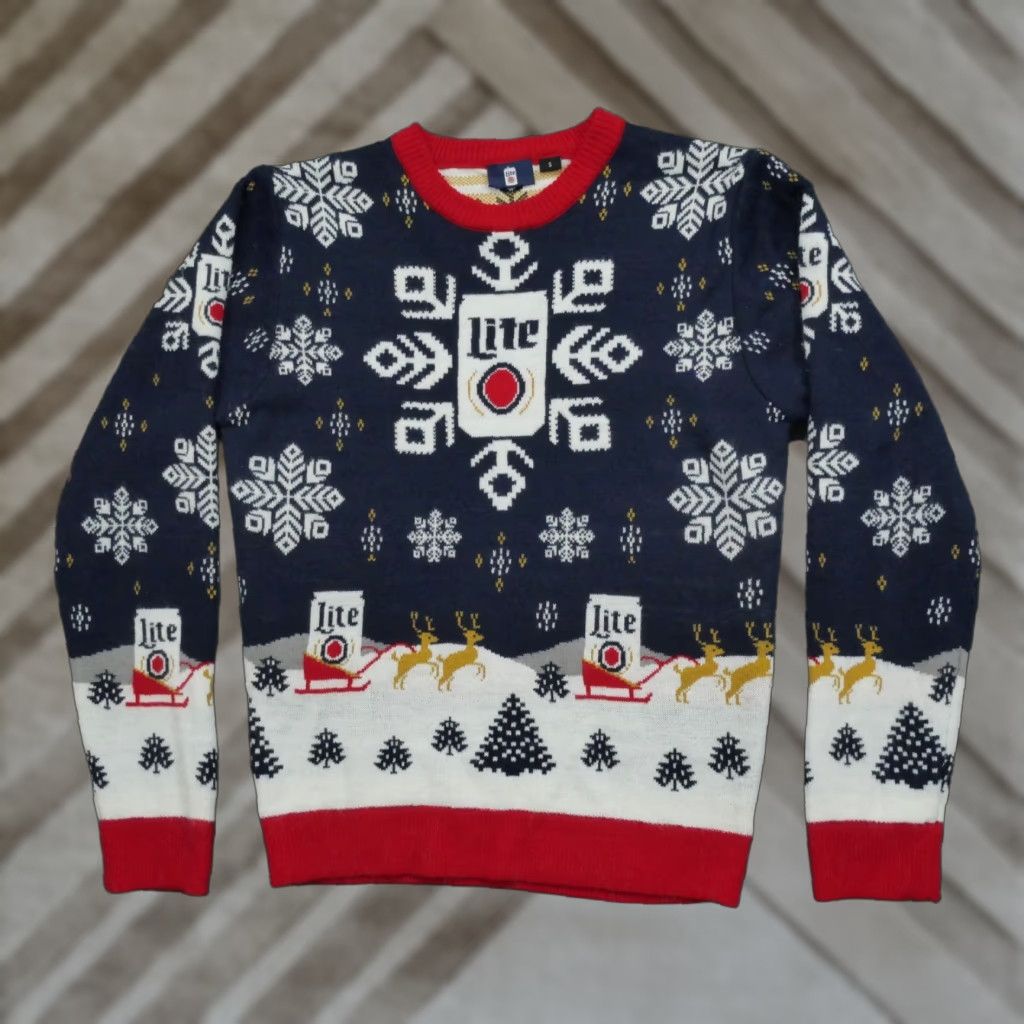 Vintage Coors Lite Sweater Miller Pullover Crew Neck Long Sleeve Blue Adult Small Christmas Beer Alcohol Embroidered Vintage No (note: ensure length <200) Size US S / EU 44-46 / 1 - 1 Thumbnail