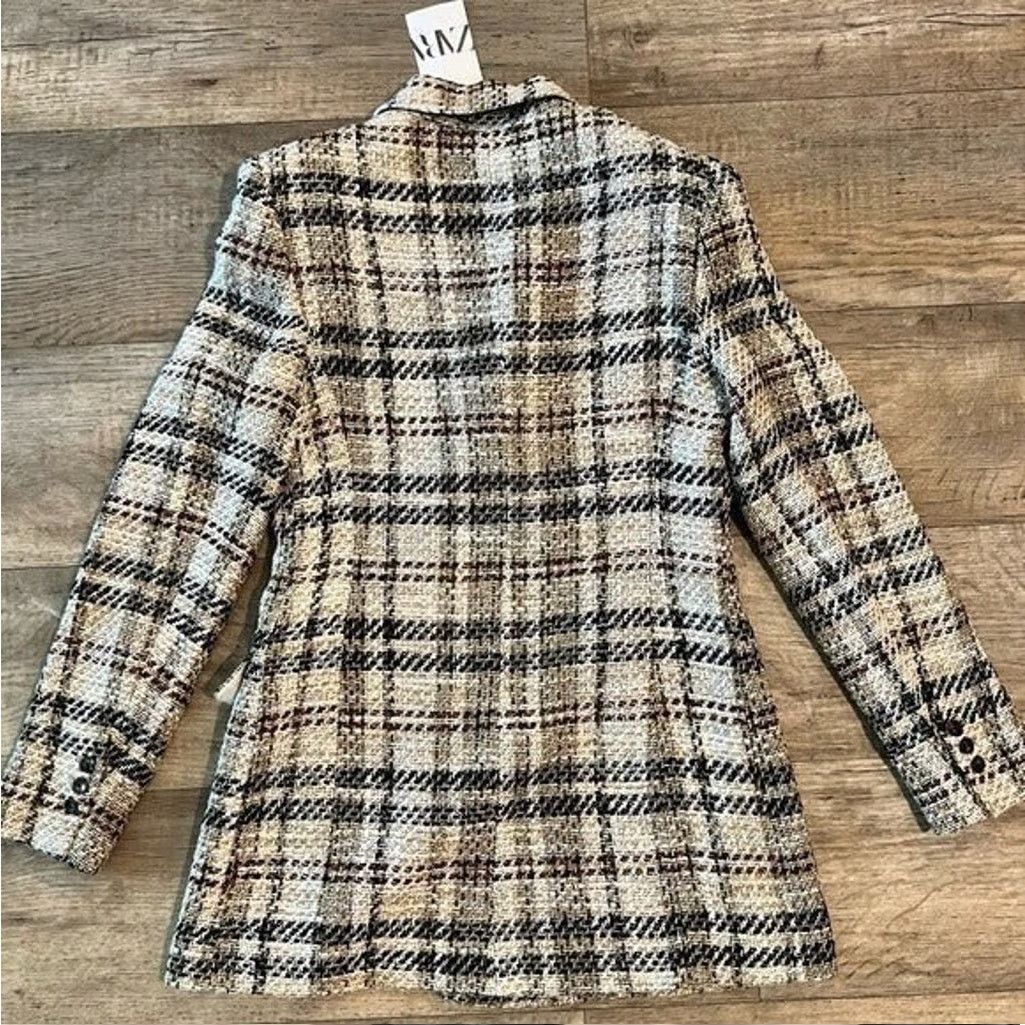 Zara ZARA Wool-Blend Double Breasted Plaid Blazer NWT Size L / US 10 / IT 46 - 22 Thumbnail