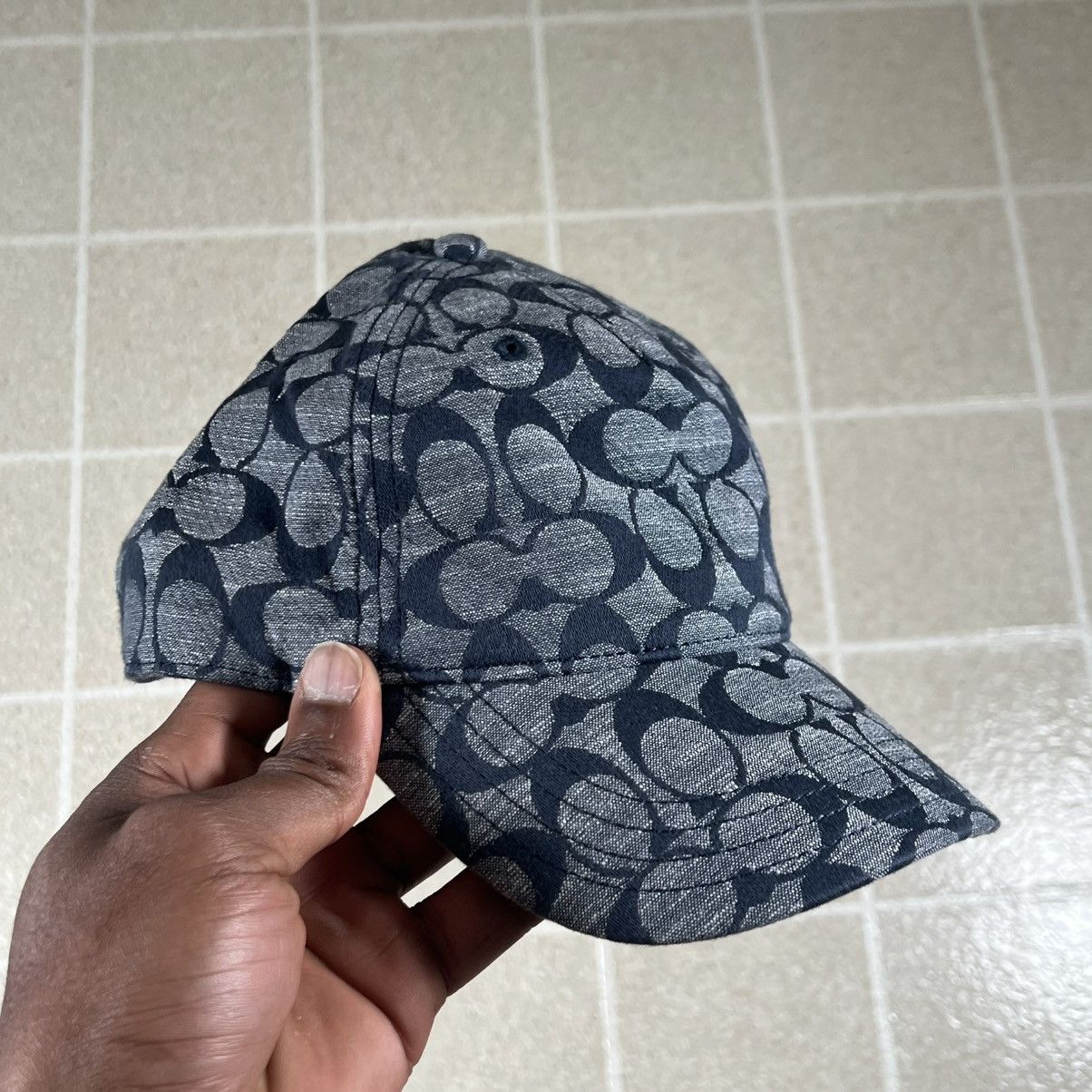 Coach COACH ALLOVER SIGNATURE LOGO JACQUARD BASEBALL CAP HAT Blue Size ONE SIZE - 5 Thumbnail
