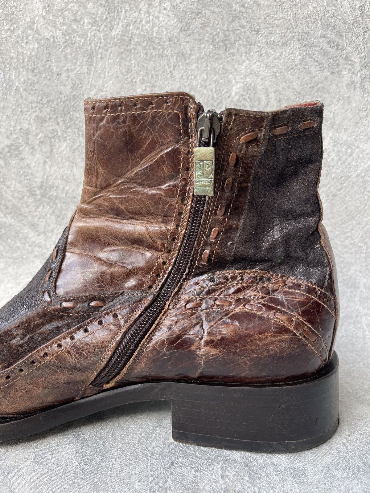 Jo Ghost GHOST Italy Distressed Leather Square Toe Boots Archive Y2K Size US 8 / EU 41 - 12 Thumbnail