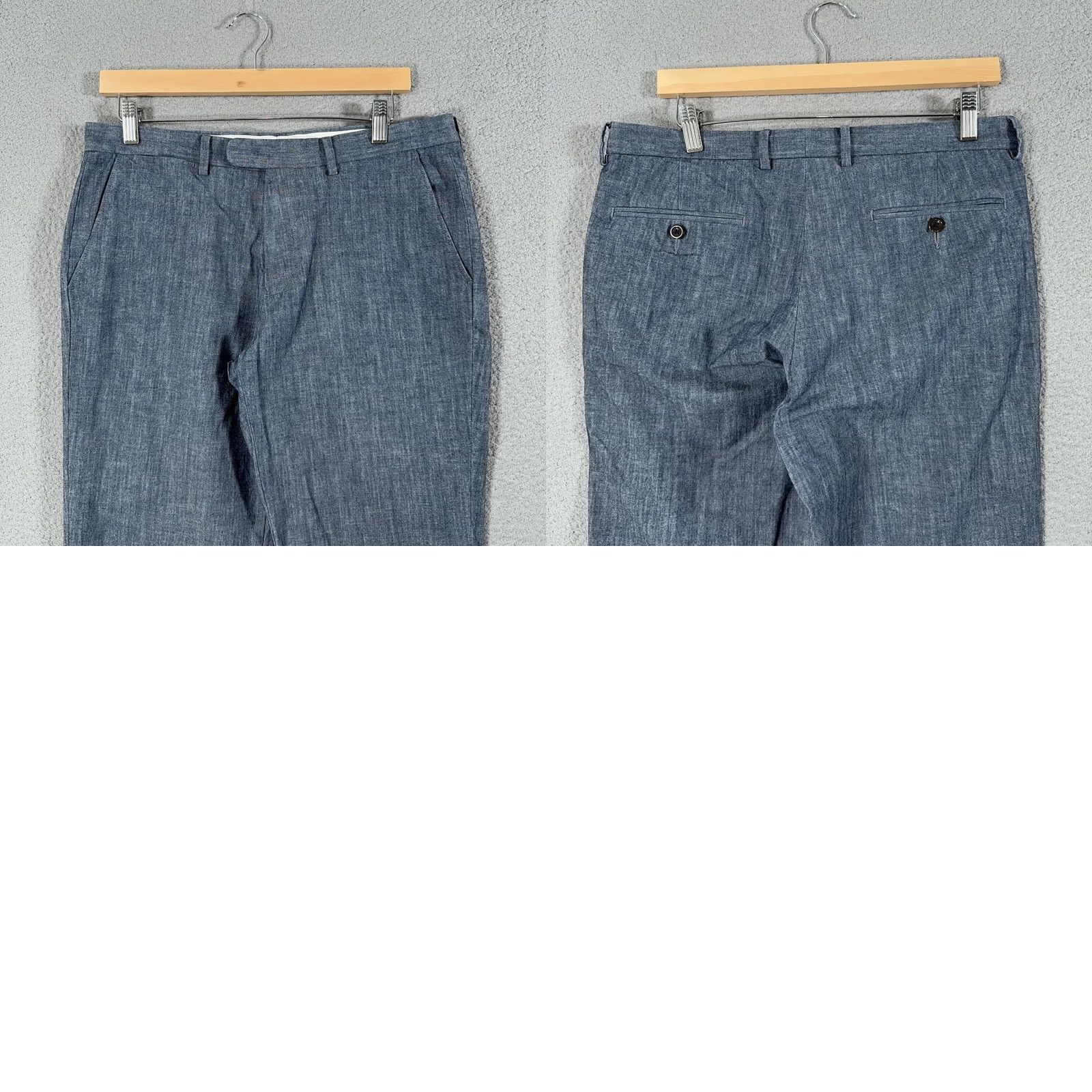 J.Crew J.Crew Bowery Slim Cone Denim Pants Mens 32x30 Blue Chino Chambray Slim Fit Tapered Flat Front Pockets 100% Cotton Casual Size US 32 / EU 48 - 9 Thumbnail