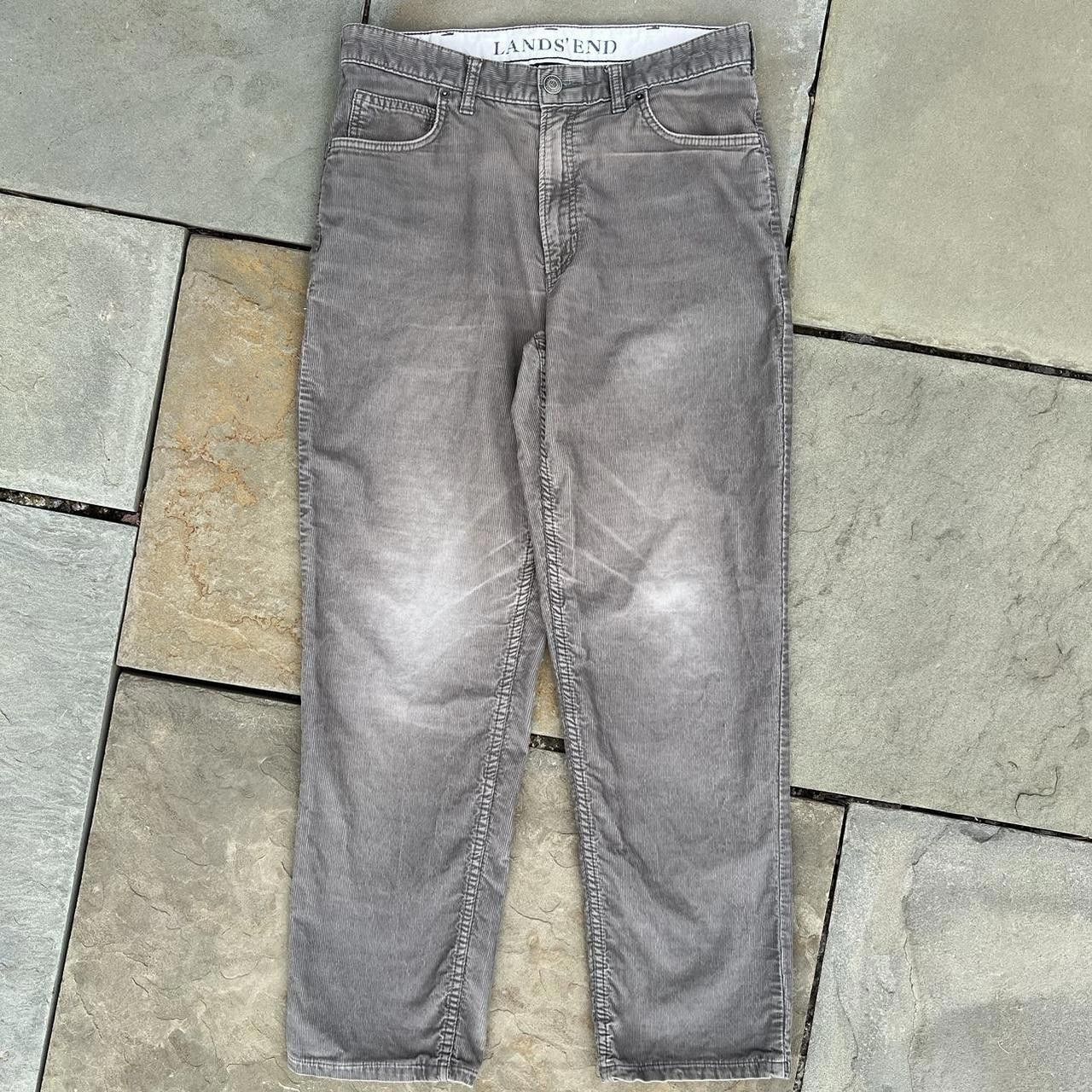 Lands' End Y2K Grey Distressed Corduroy Riveted Jeans Size US 32 / EU 48 - 1 Thumbnail